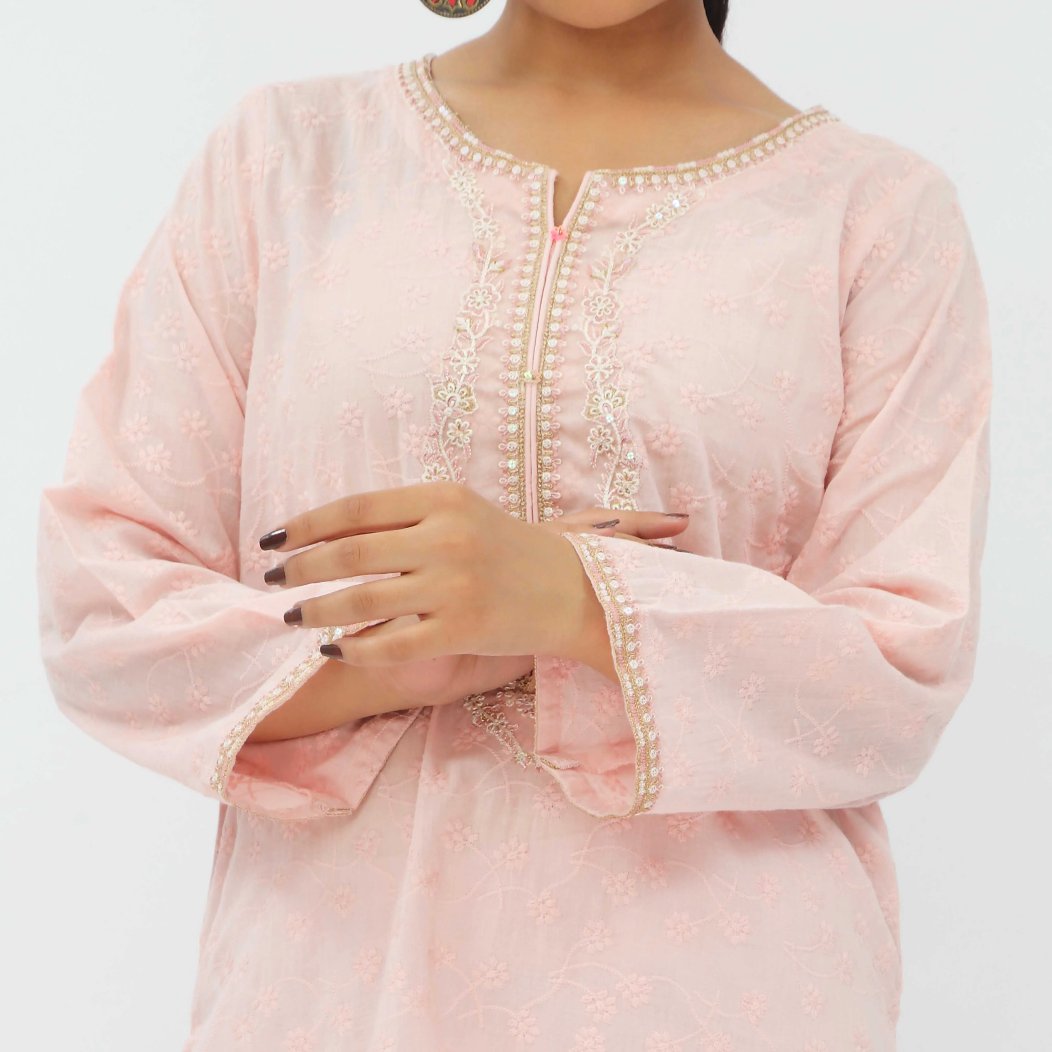 1PC- Chikankari Lawn Shirt PS5354 - Image 3
