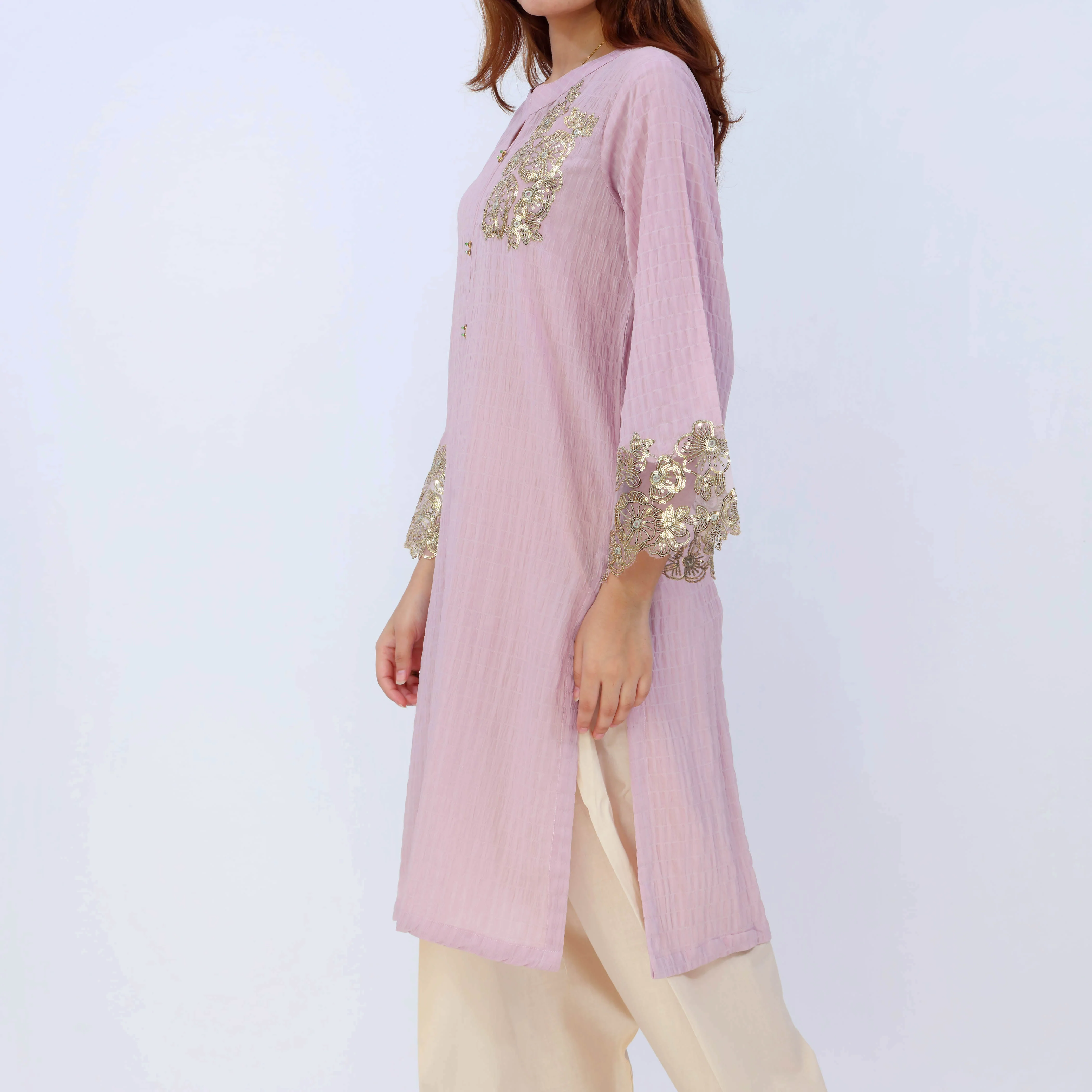 1PC- Crincle Georget Chiffon Shirt PS5387 - Image 4
