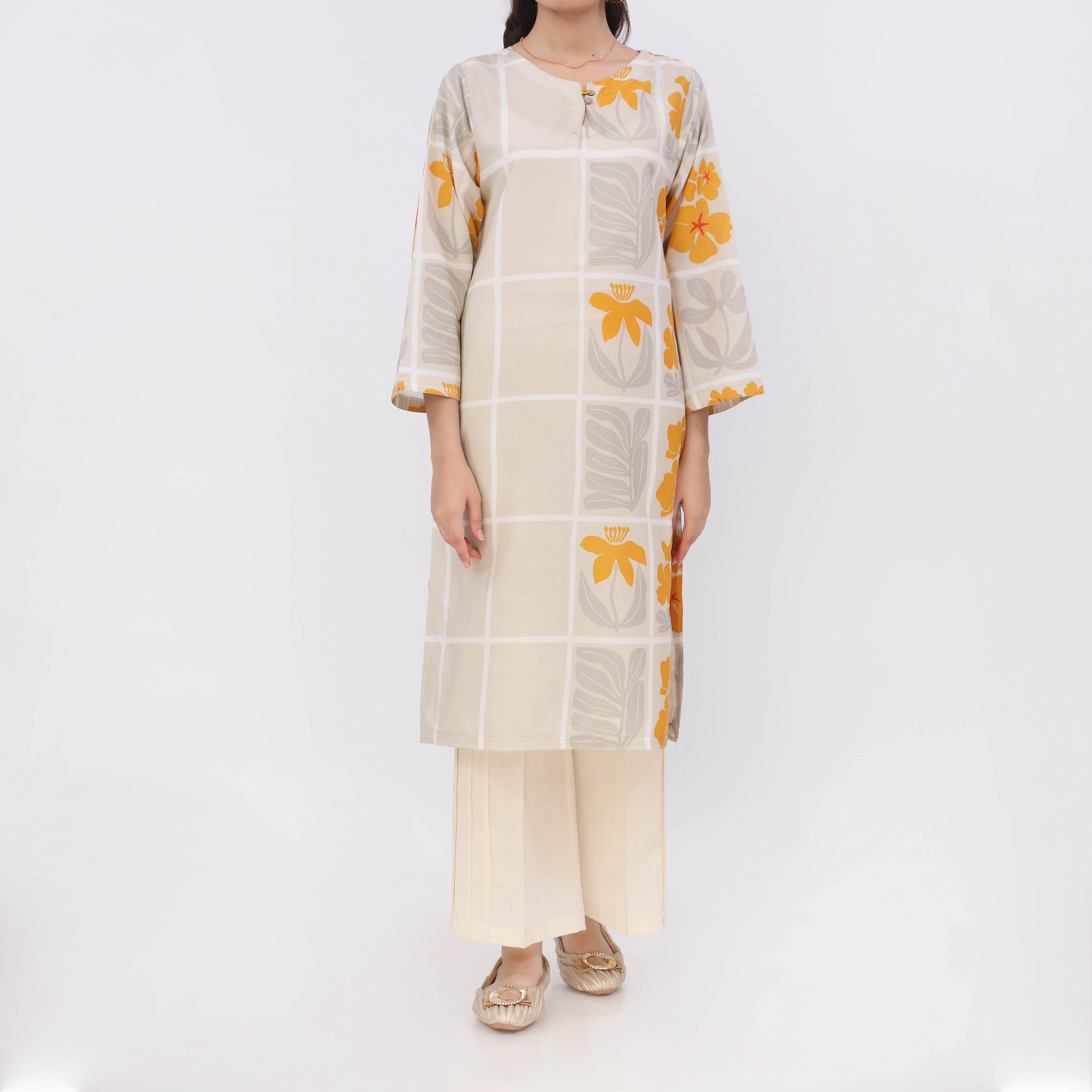 1PC- Digital Printed Cotton Cambric Shirt PW5062 - Image 2