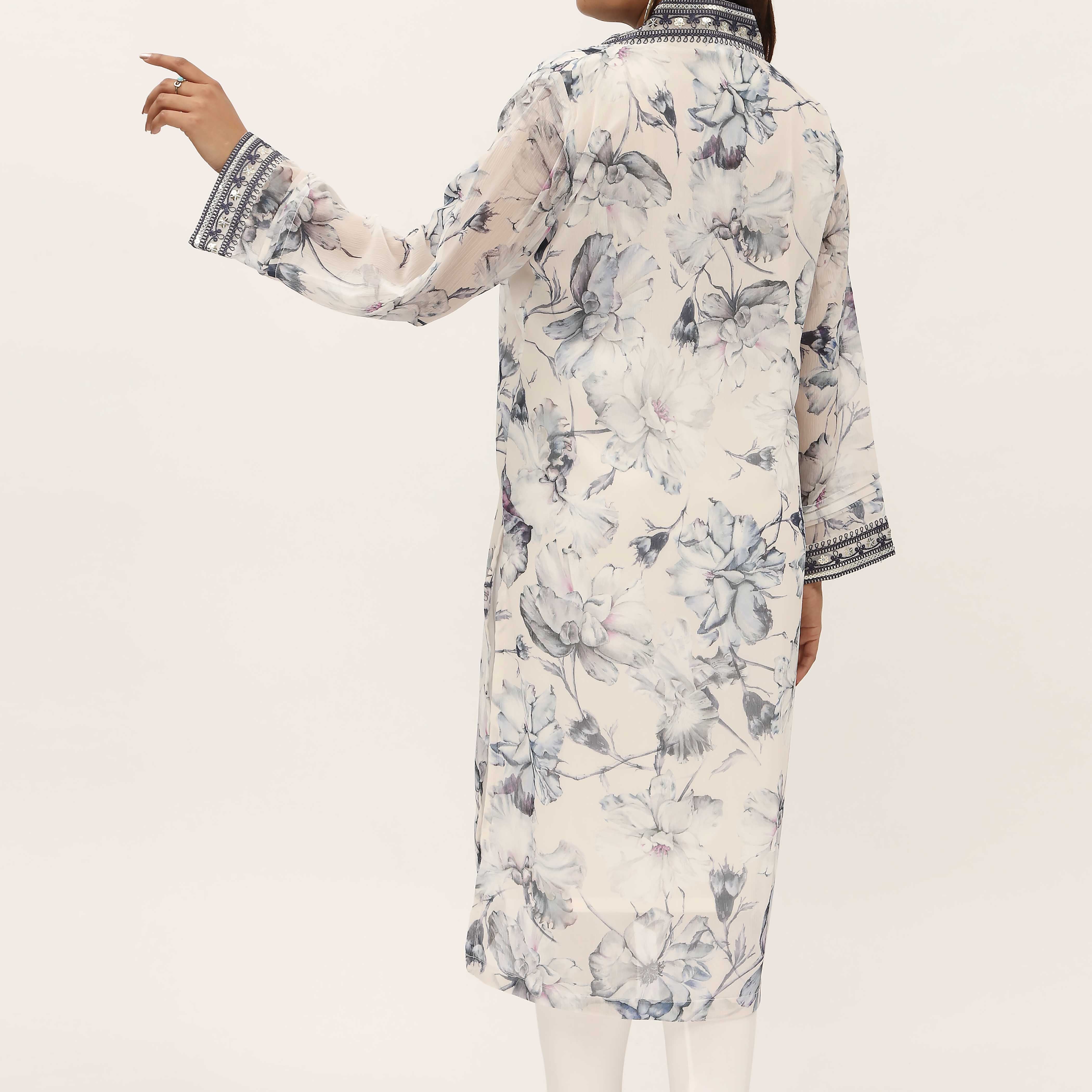 1PC- Digital Printed Crinckle Chiffon Shirt PS5307 - Image 3
