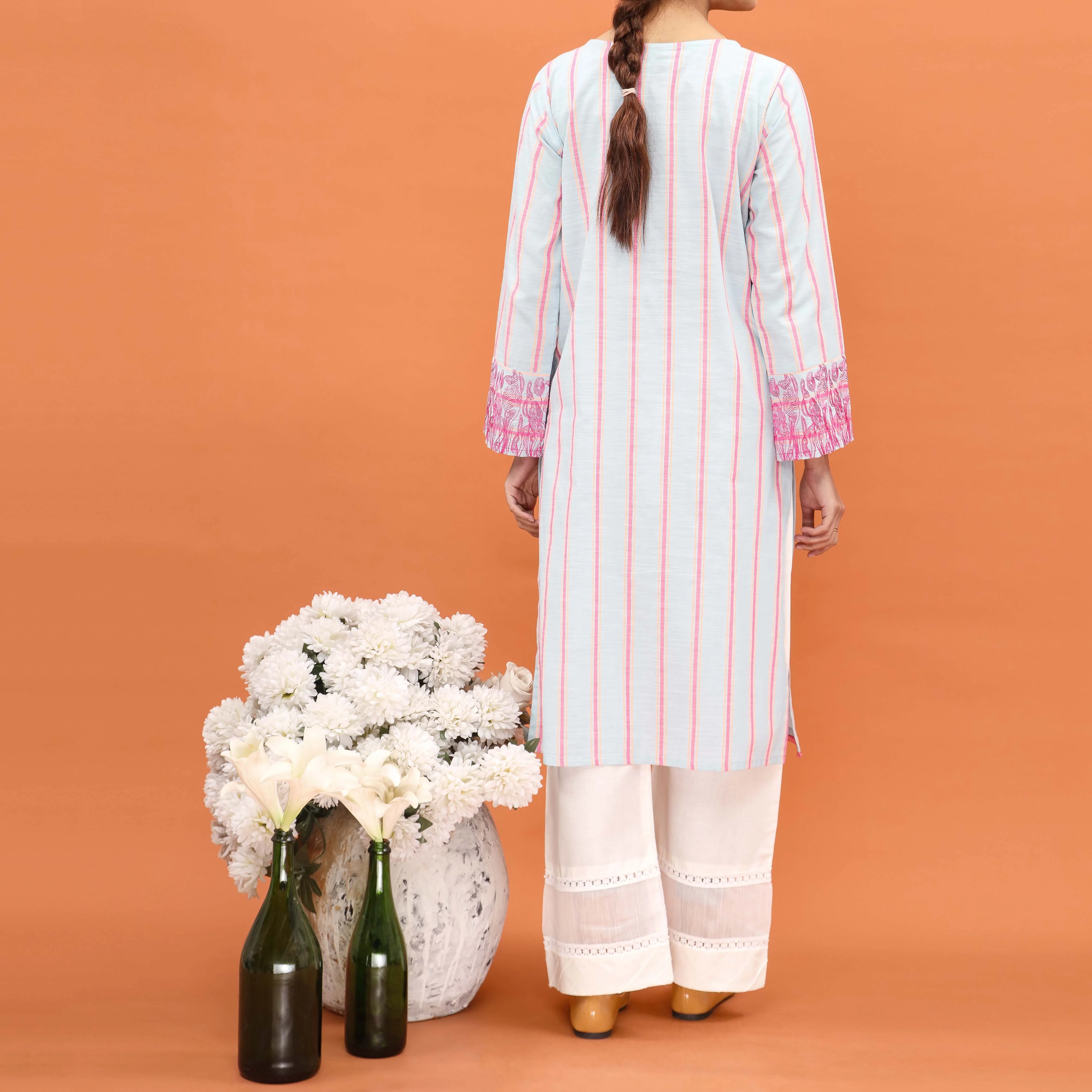 1PC- Embriodered Cotton Shirt PS5056 - Image 3