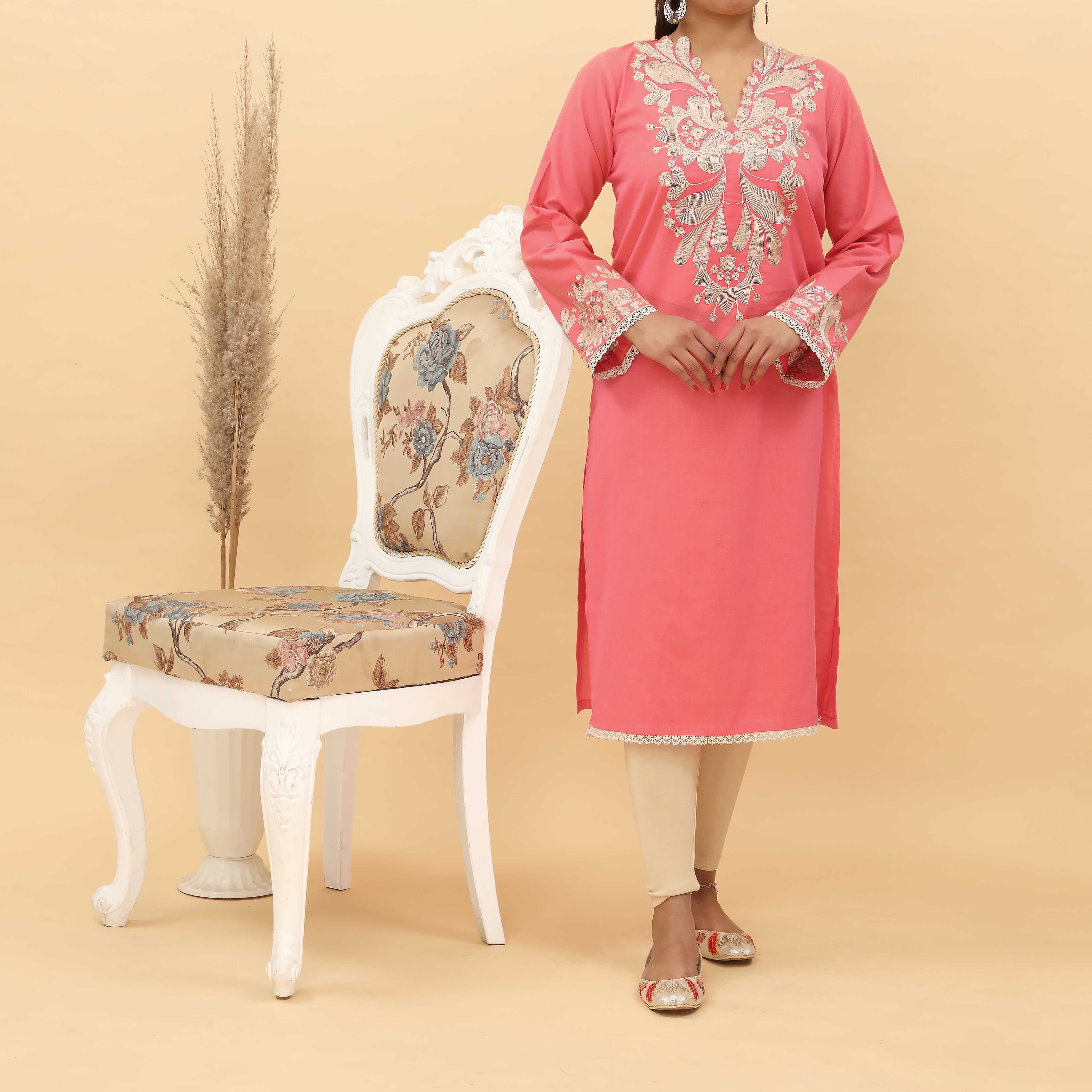 1PC- Embroidered Chambray Cotton Shirt PS5091