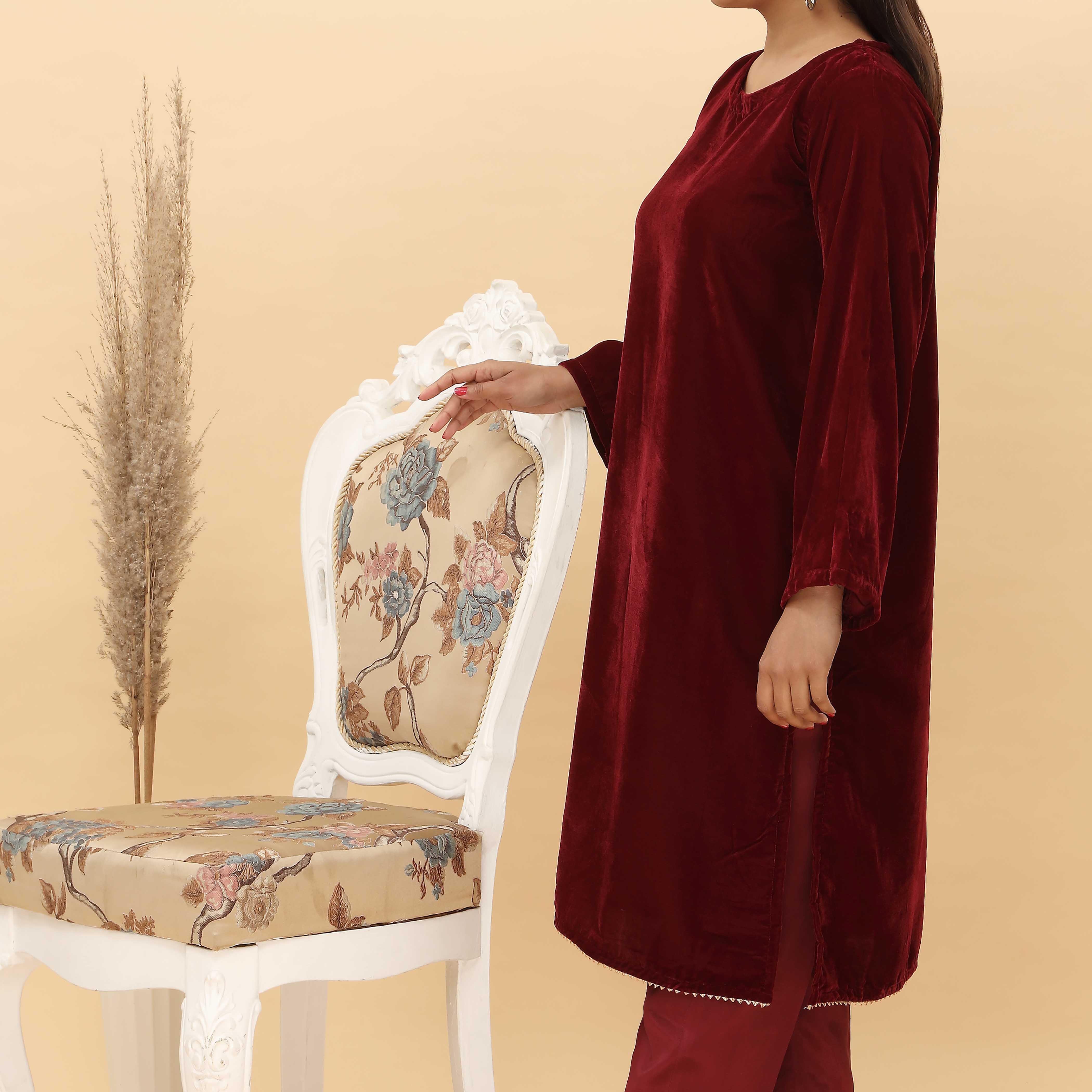 1PC- Fine Quality Micro Velvet Shirt PW4338 - Image 2