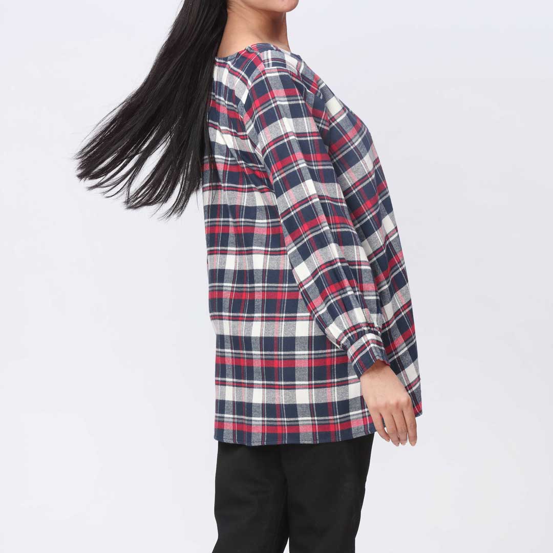 1PC- Flannel Checkered Top PW3278 - Image 2