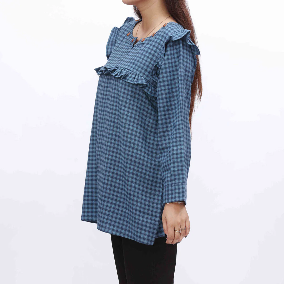 1PC- Flannel Checkered Top PW3281 - Image 2