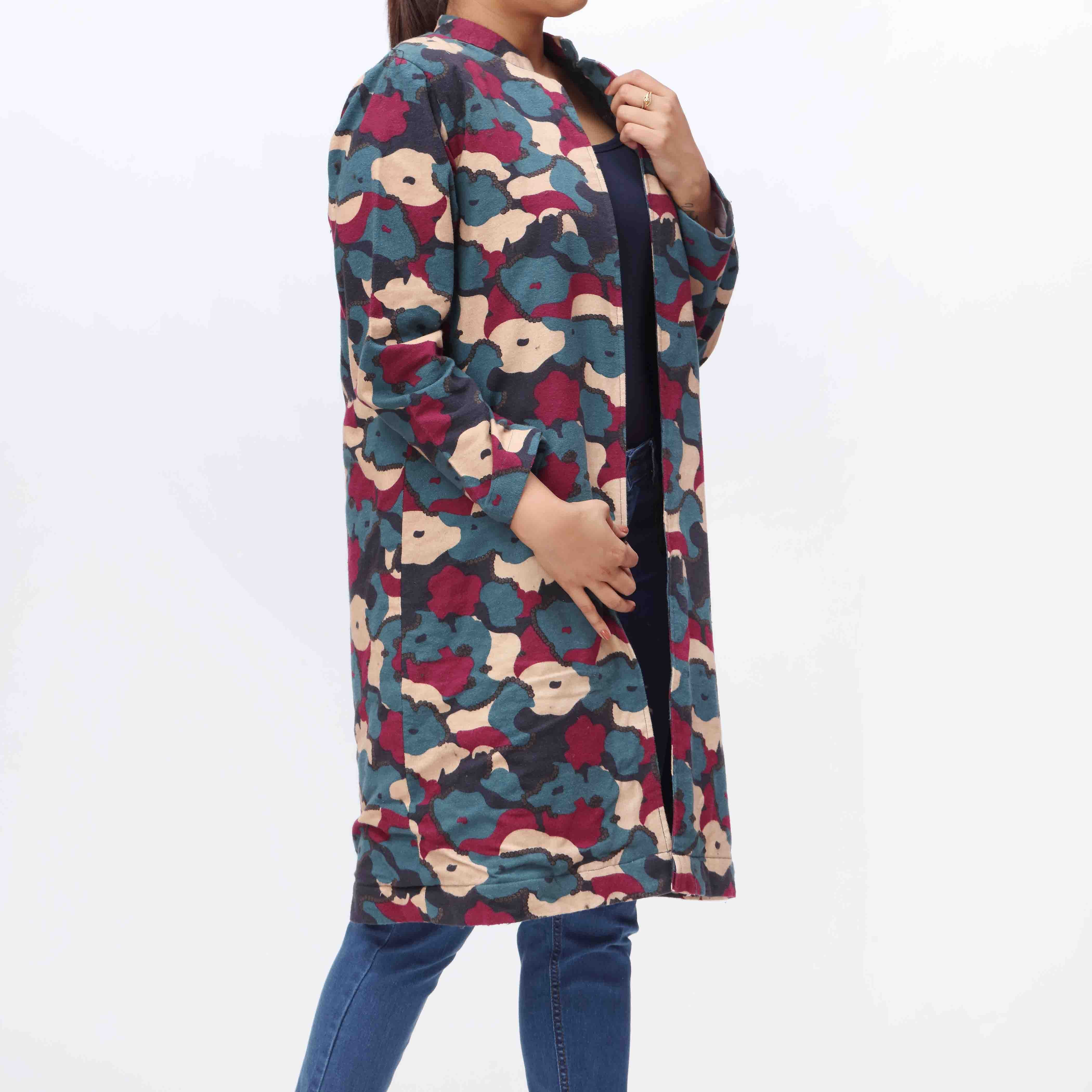1PC- Flannel Printed Coat PW3238 - Image 2
