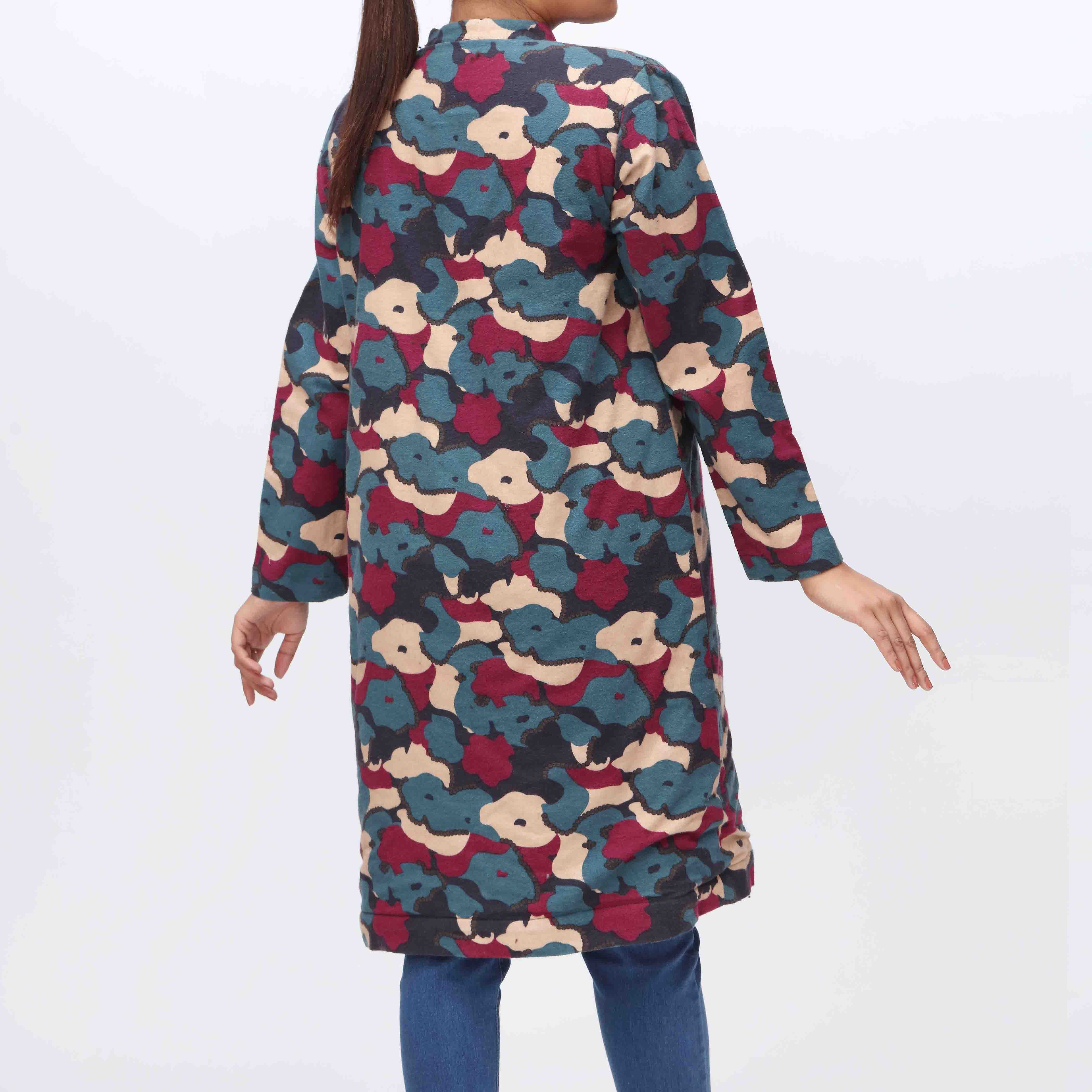1PC- Flannel Printed Coat PW3238 - Image 3