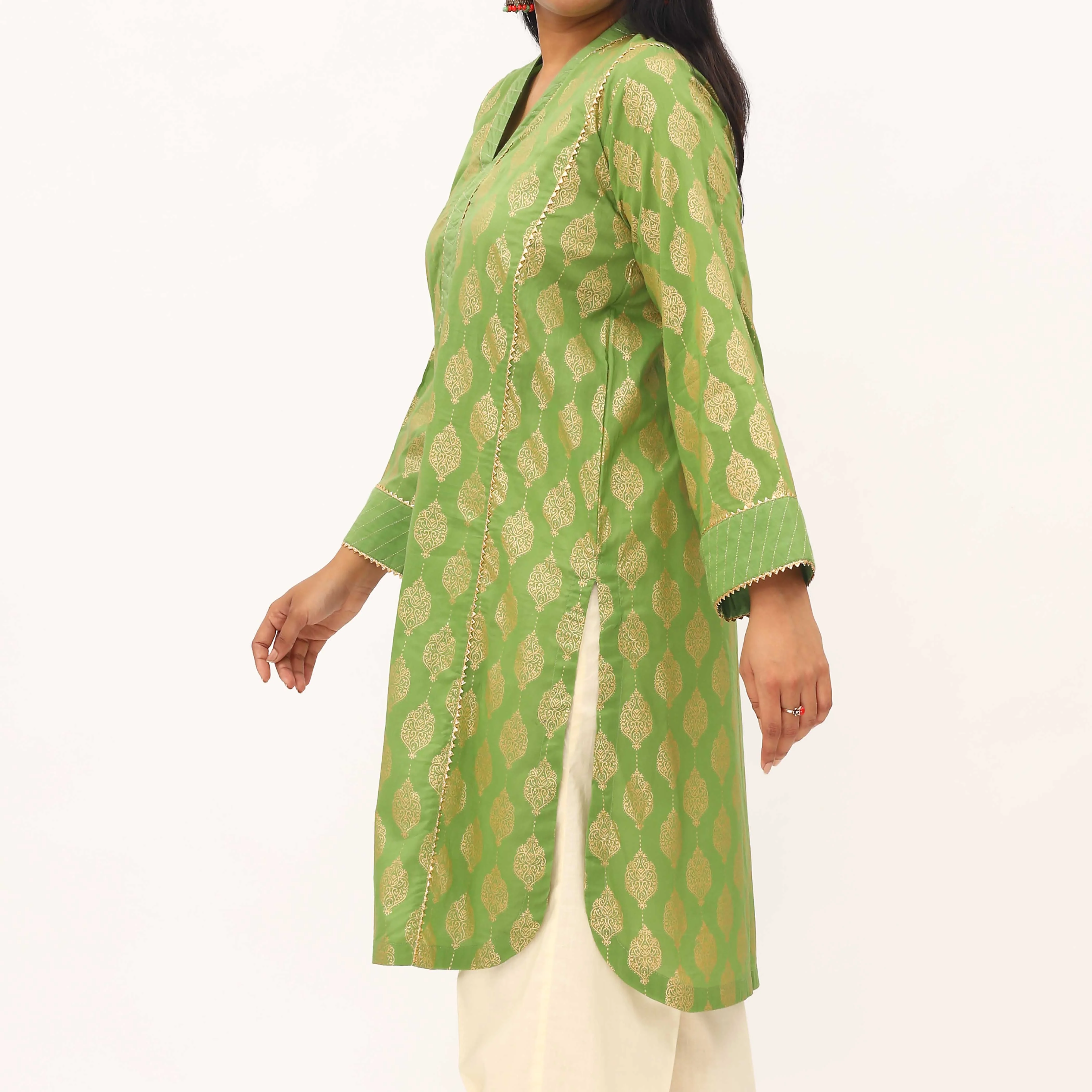 1PC- Gold Printed Lawn Shirt PS5079 - Image 3