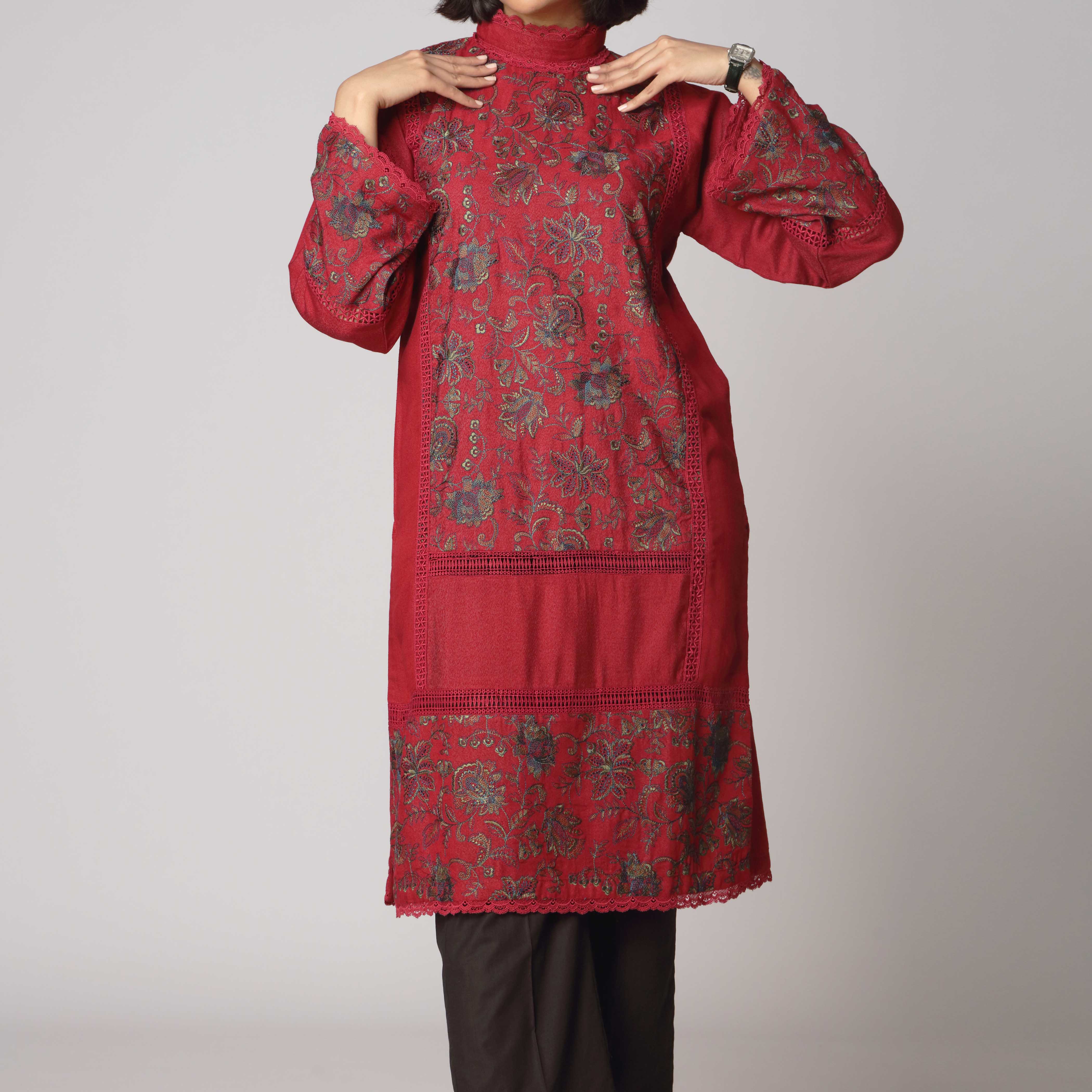 1PC- Karandi Embellished Shirt PW2137 - Image 3
