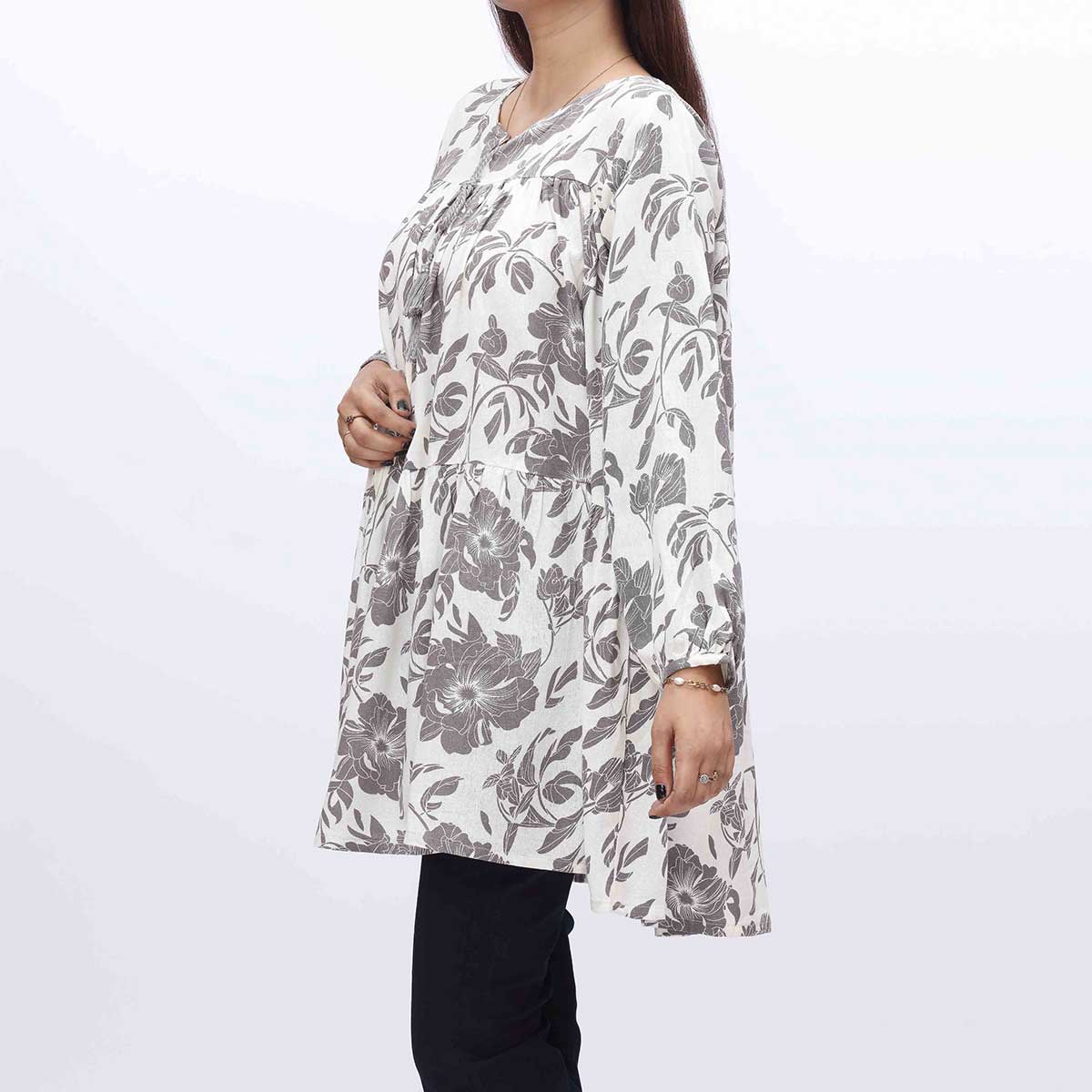 1PC- Printed Flannel Top PW3210 - Image 2