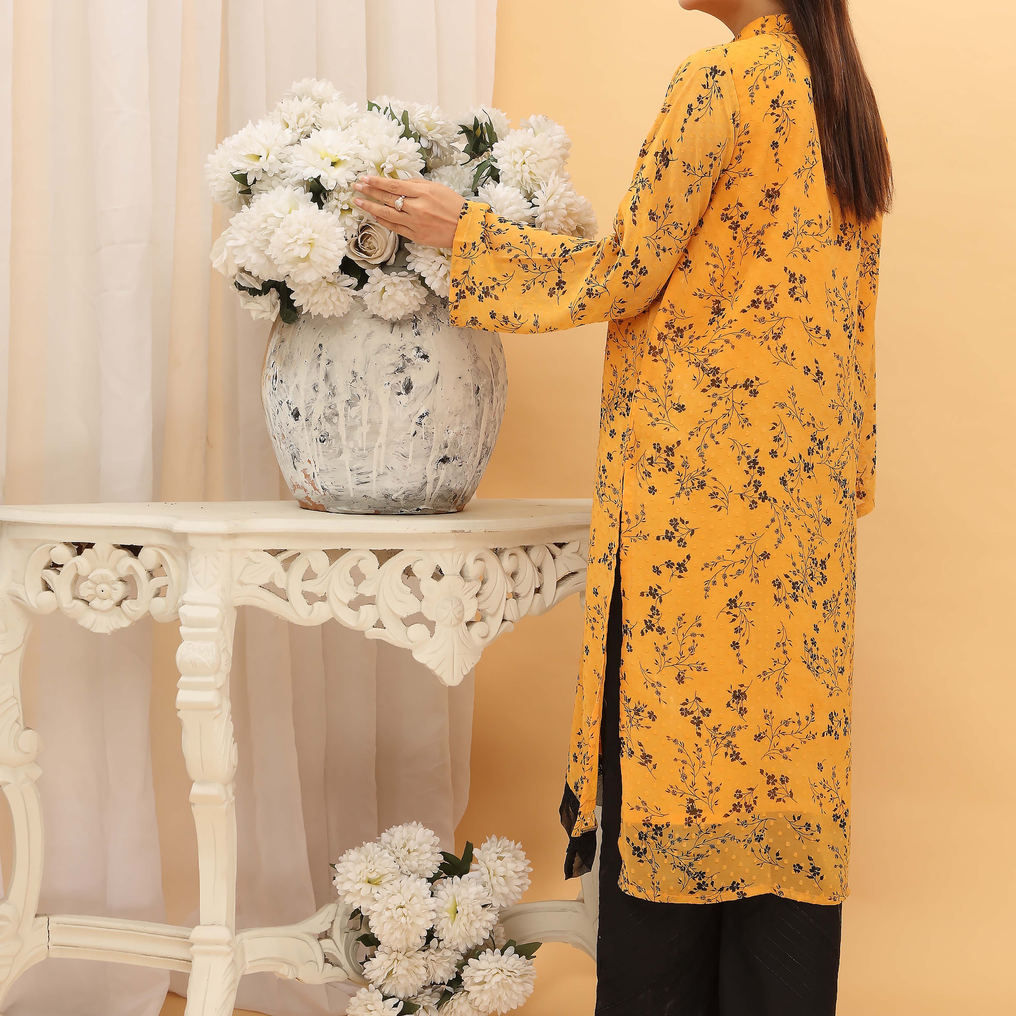 1PC- Printed Georget Broshia Shirt PS5053 - Image 3