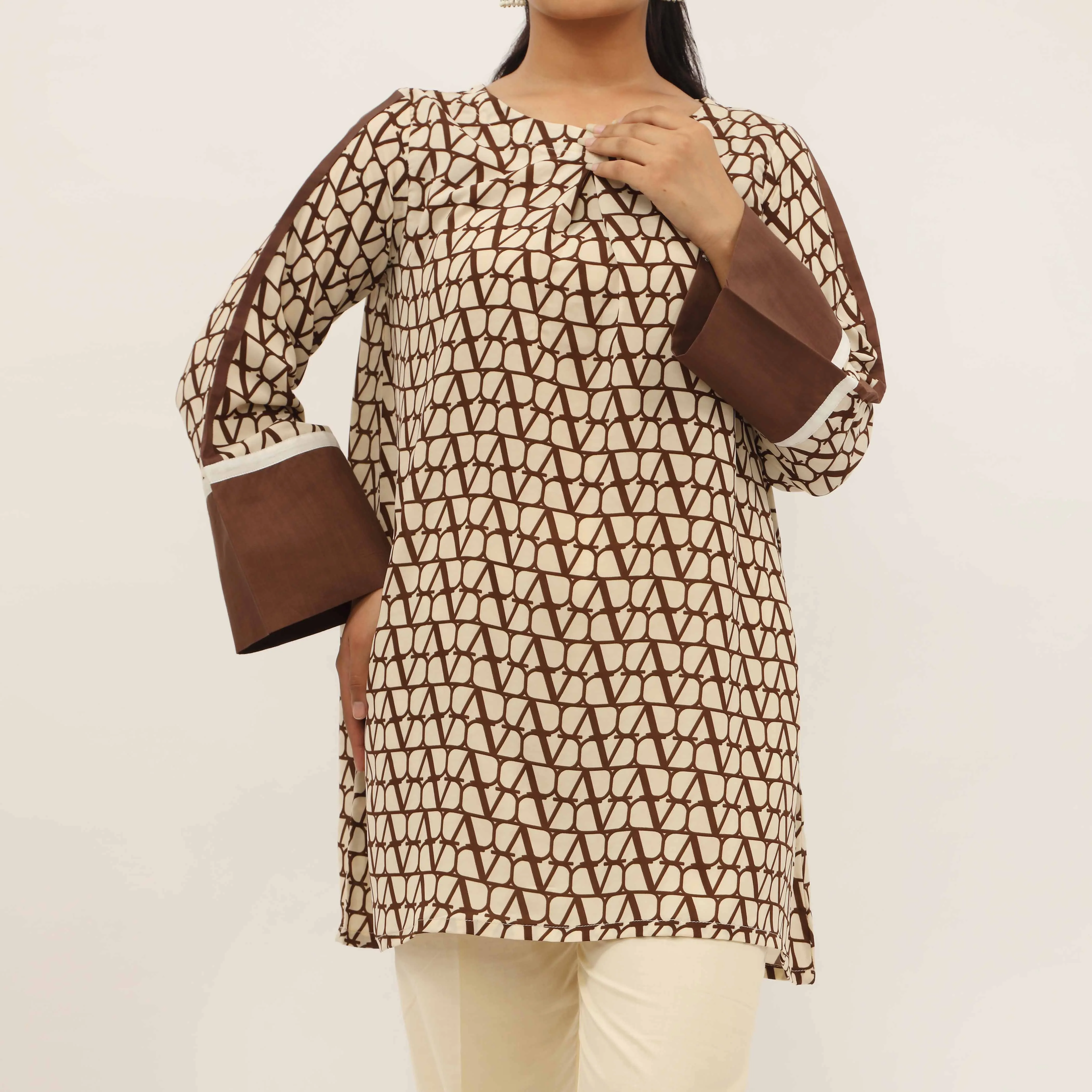 1PC- Printed Grip Silk Shirt PS5329 - Image 3