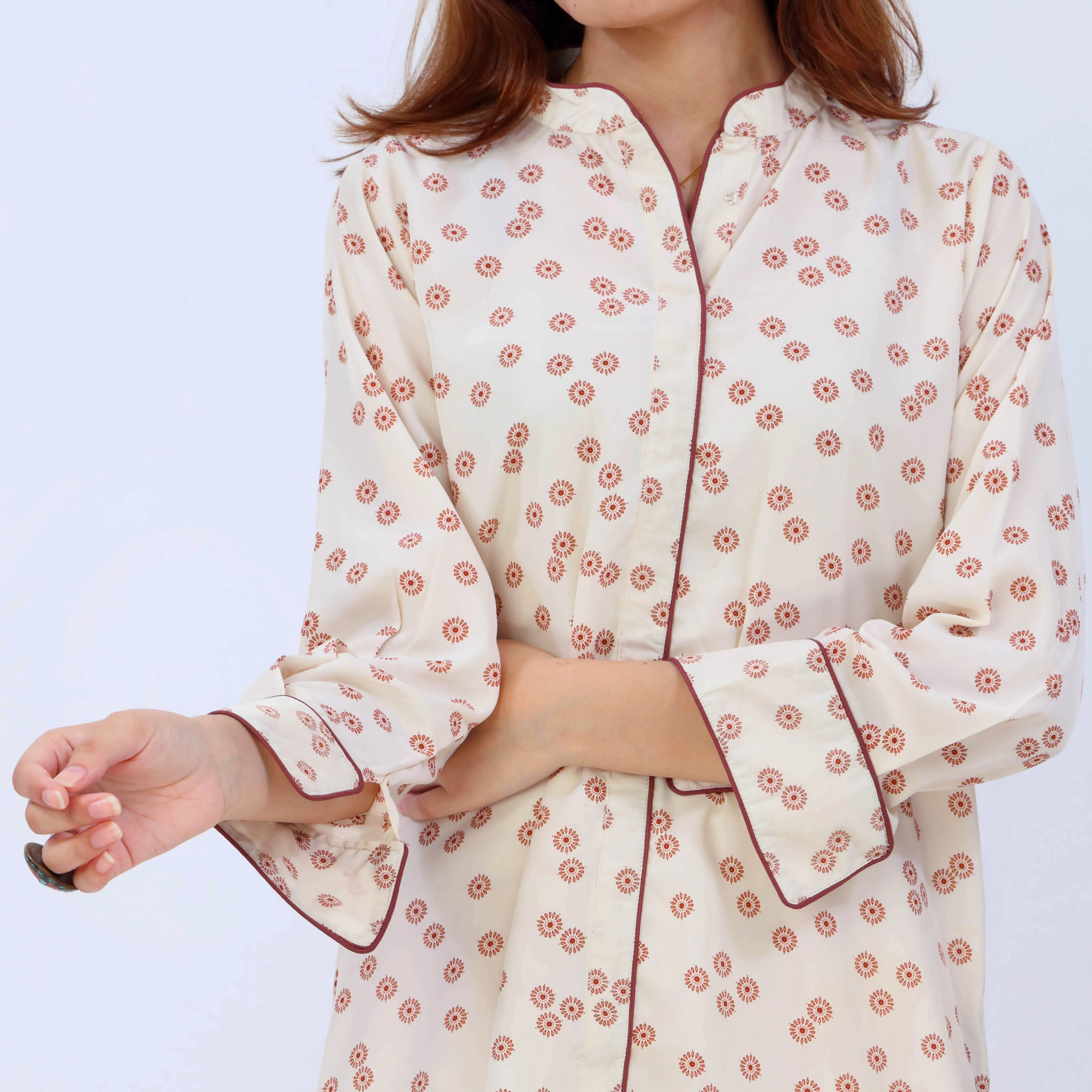 1PC- Printed Grip Silk Shirt With PW5009 - Image 3