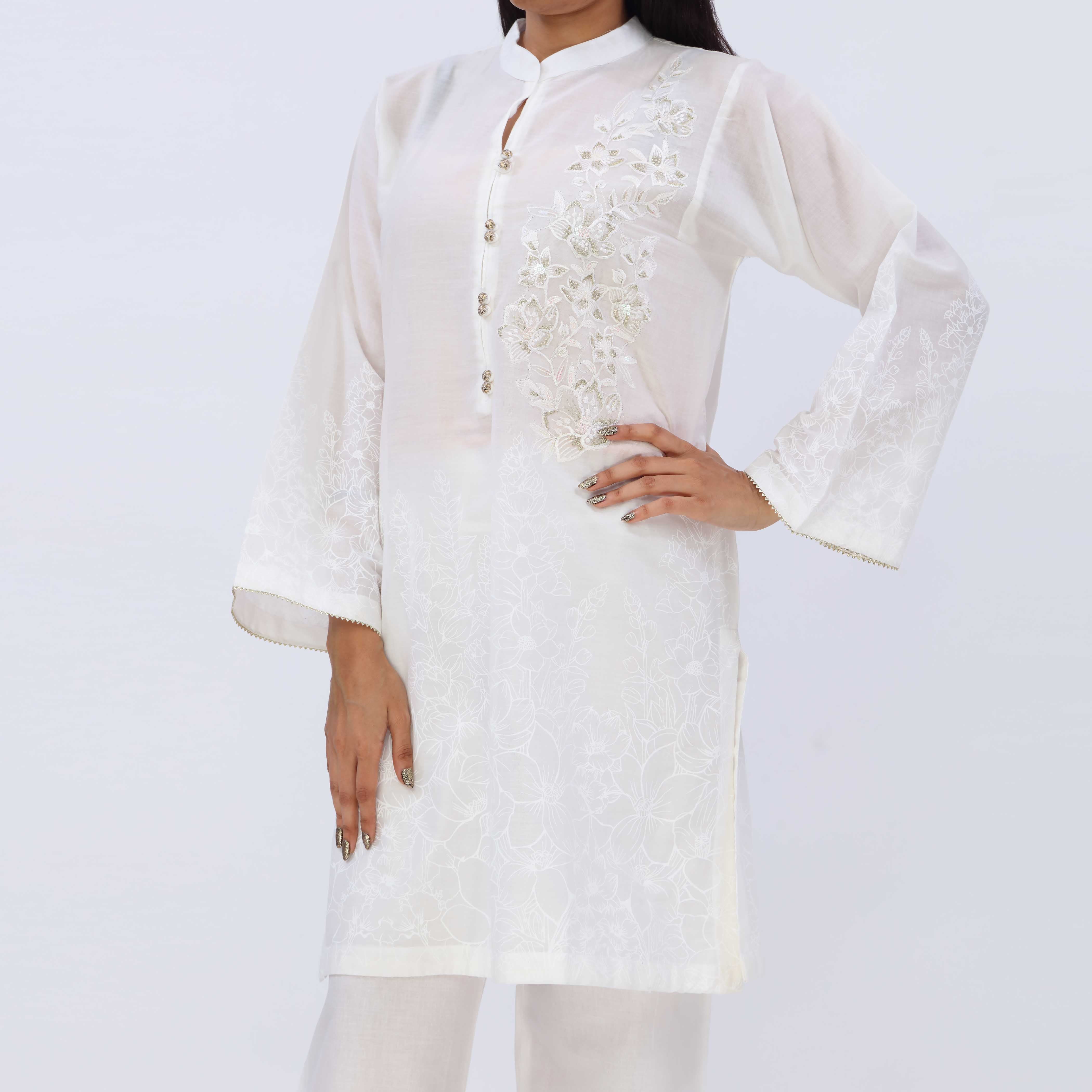 1PC- Printed Lawn Shirt With Embroidery PS5375 - Image 2