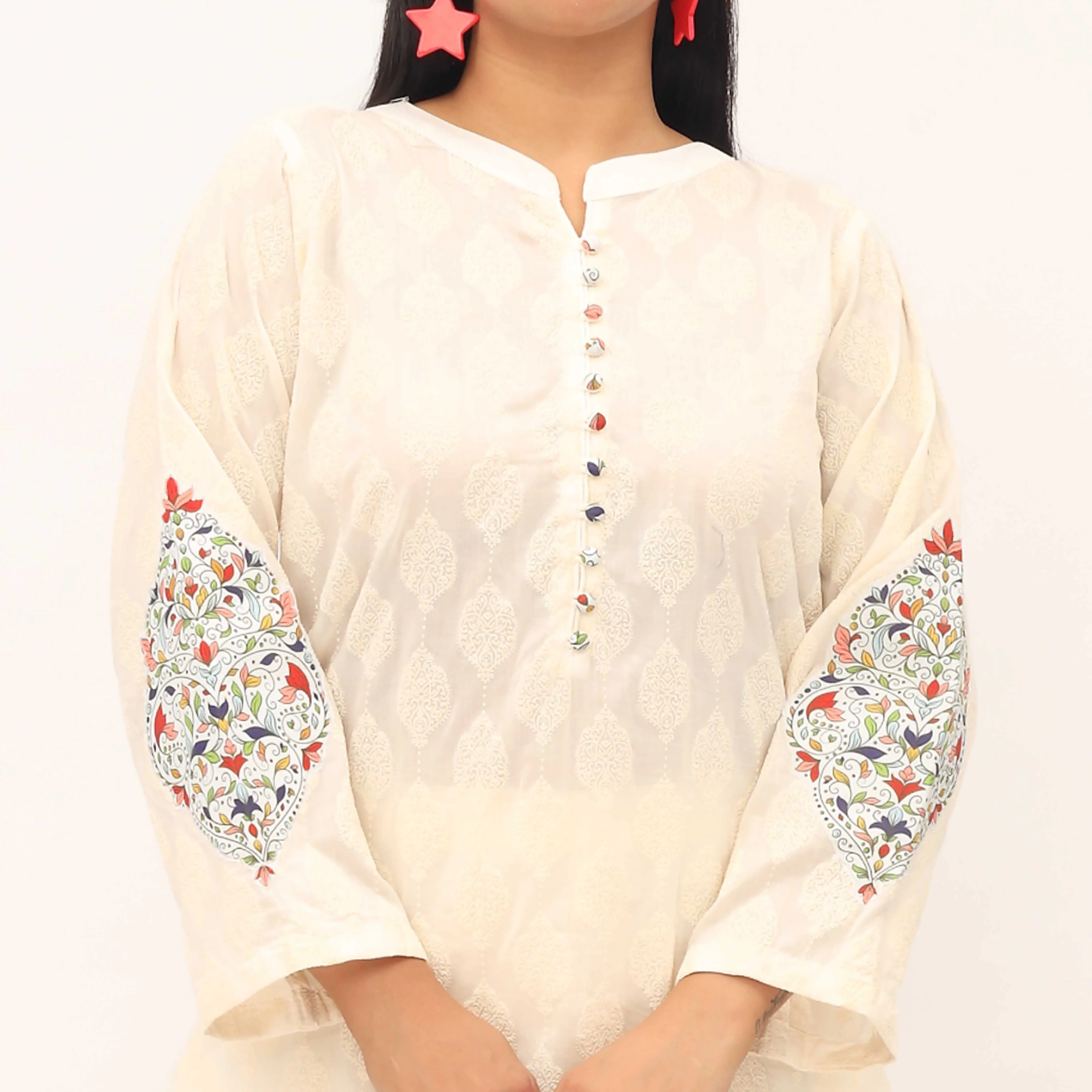 1PC- Puff Printed Lawn Shirt PS5078 - Image 3