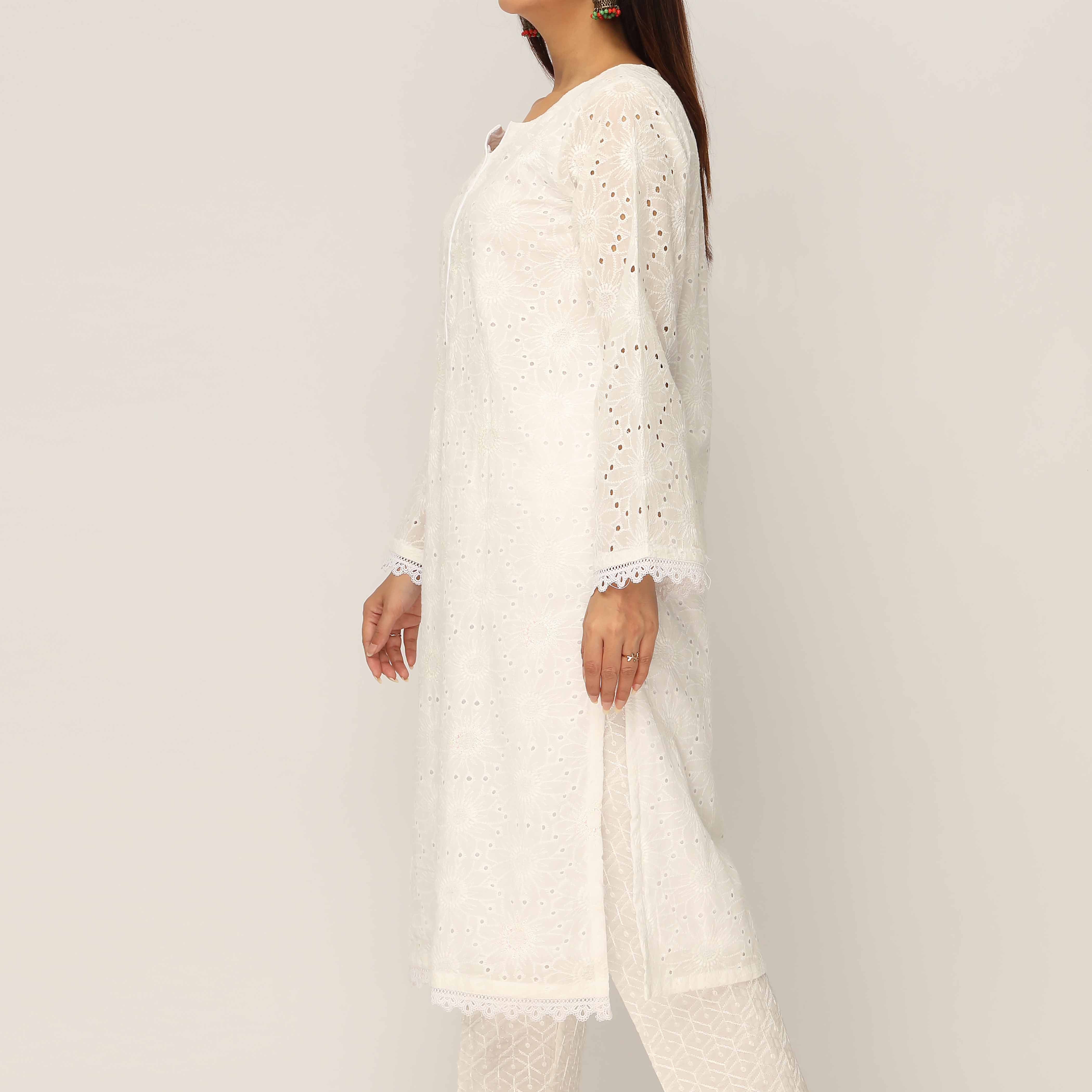 1PC- Schiffli Chikan Lawn Shirt PS5306 - Image 3