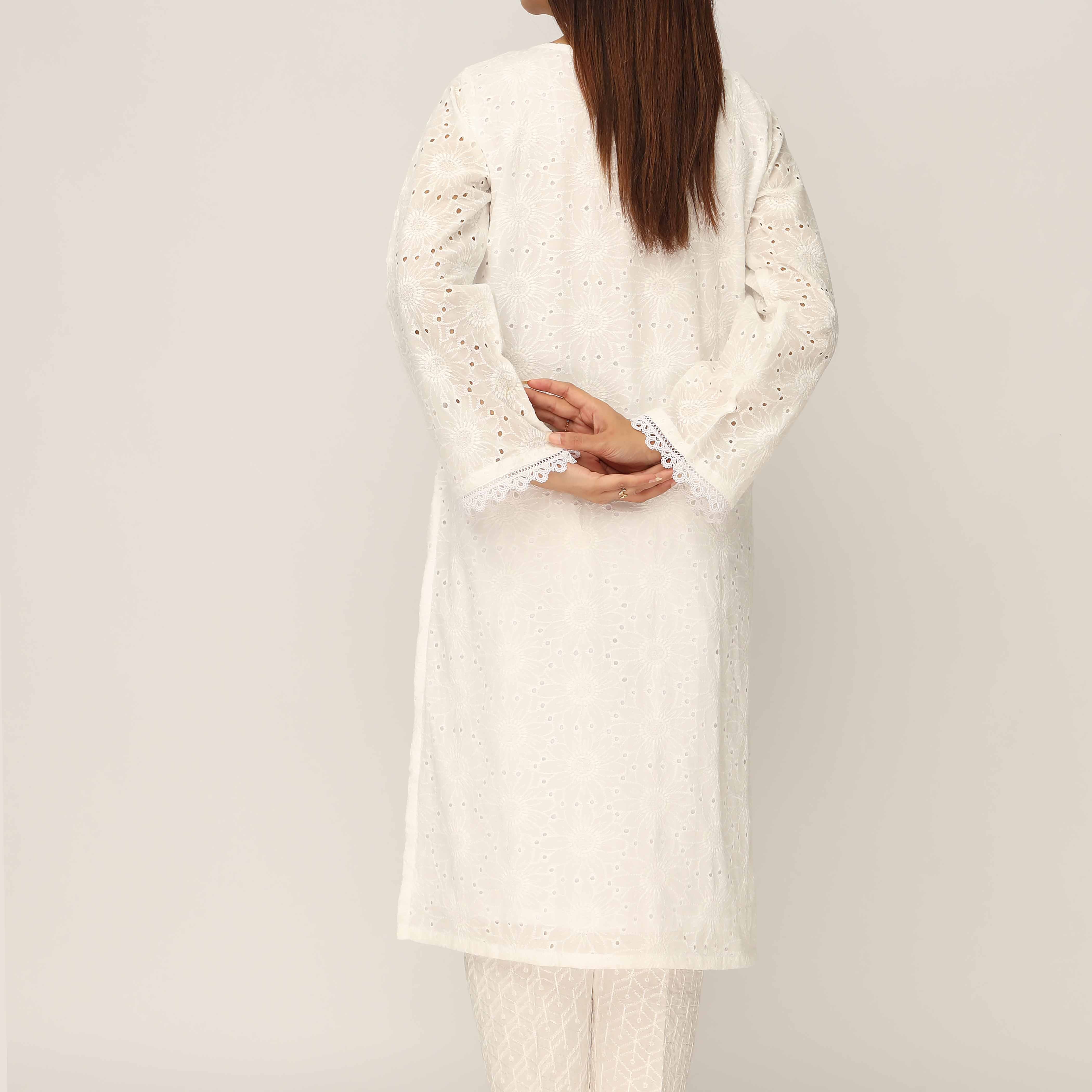 1PC- Schiffli Chikan Lawn Shirt PS5306 - Image 4