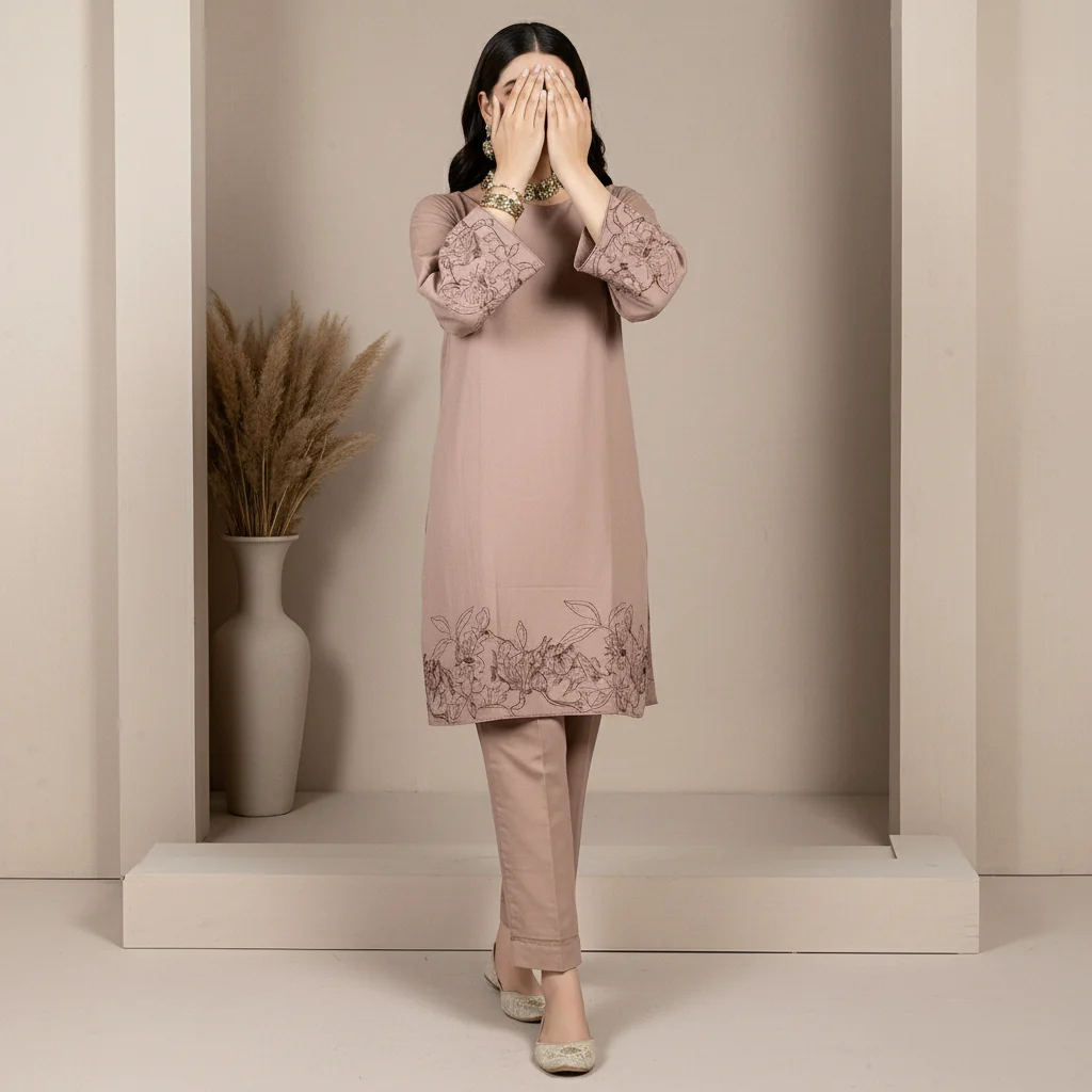 1PC Slub Khaddar Shirt PW5042 - Image 2