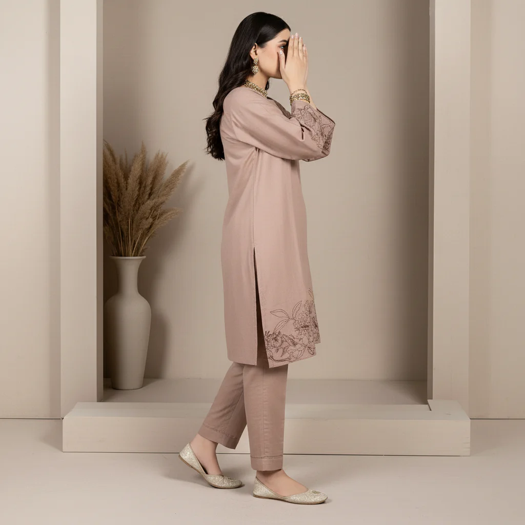1PC Slub Khaddar Shirt PW5042 - Image 3