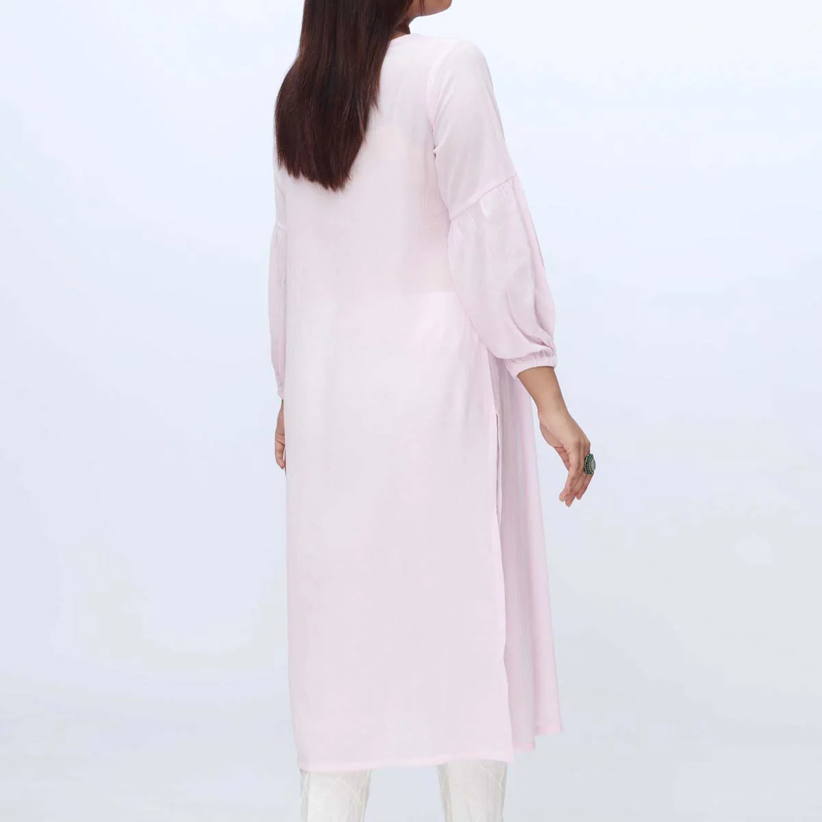 1PC-Solid Crinkle Chiffon Shirt PW3177 - Image 3