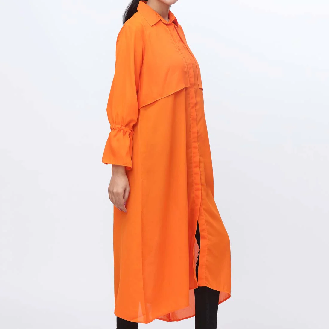 1PC- Solid Georgette Long ShirtÂ  PW3296 - Image 2