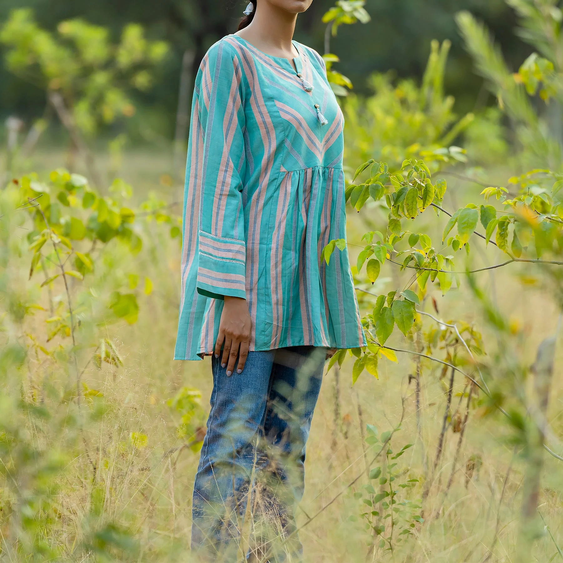 1PC- Stripe Doriya Top PW3178 - Image 2