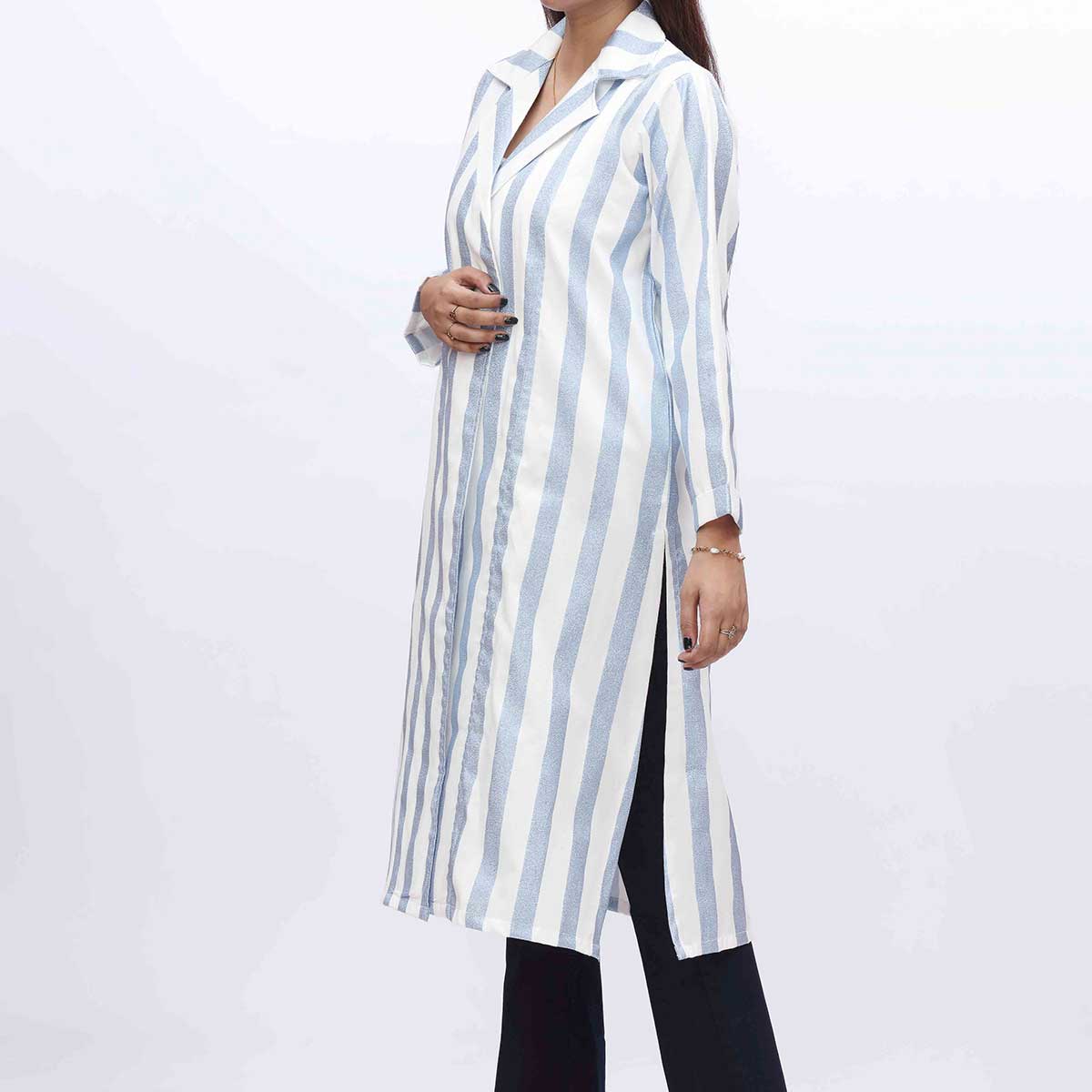 1PC- Stripe Over Coat PW3236 - Image 2