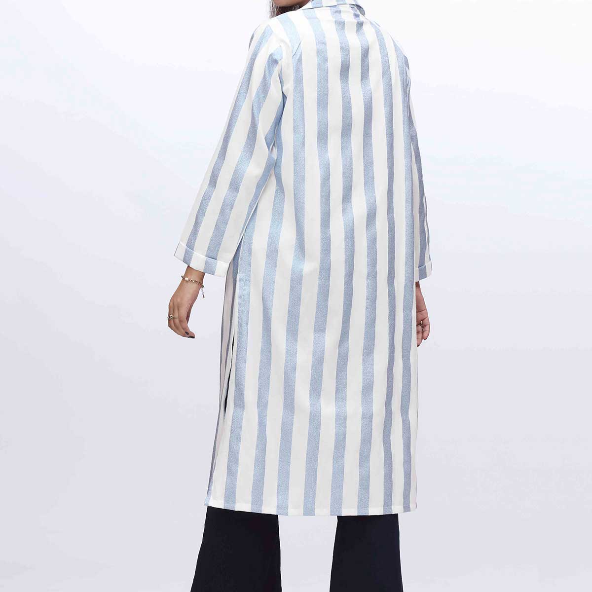 1PC- Stripe Over Coat PW3236 - Image 3