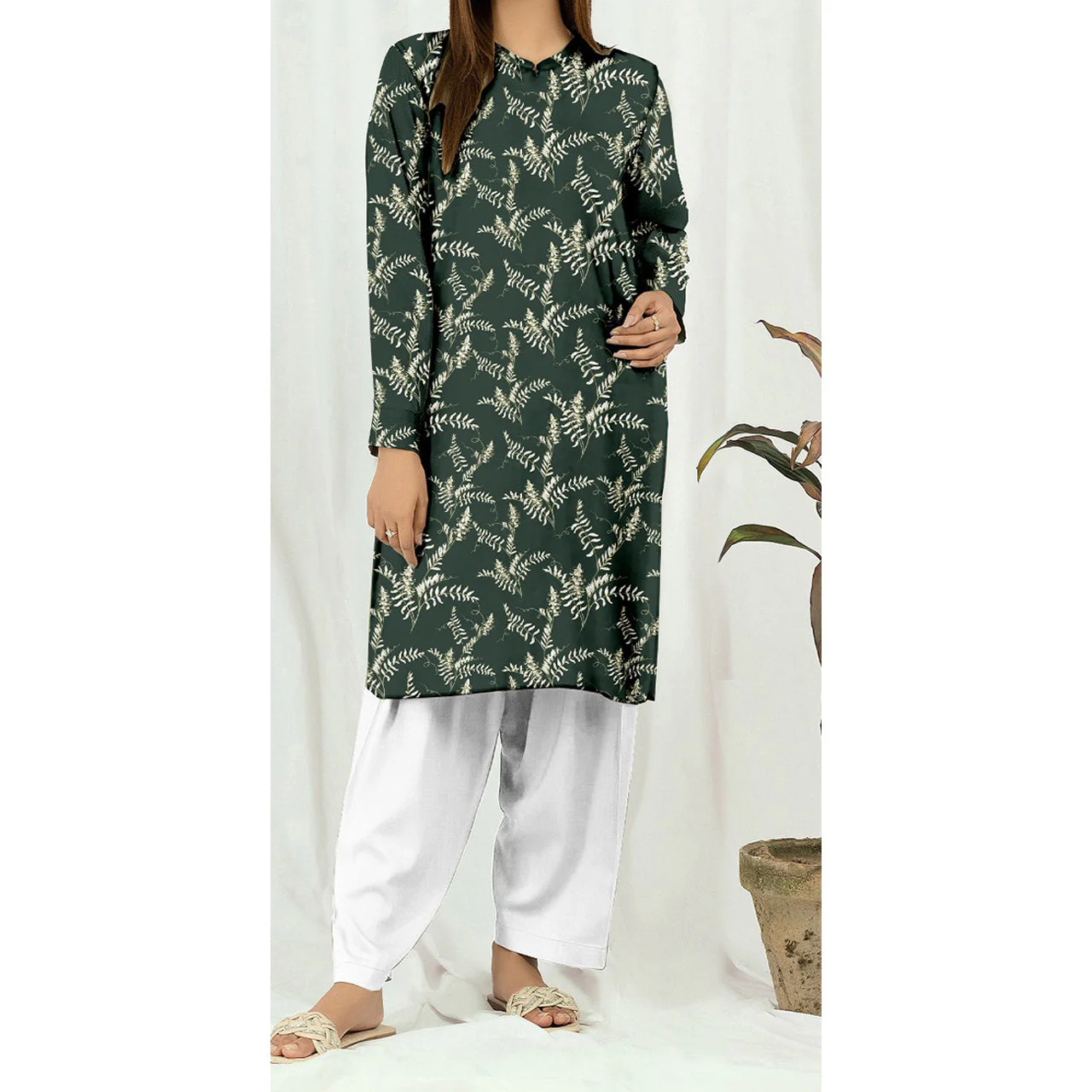 1PC- Unstitched Digital Printed Blended Cotton Shirt US5056