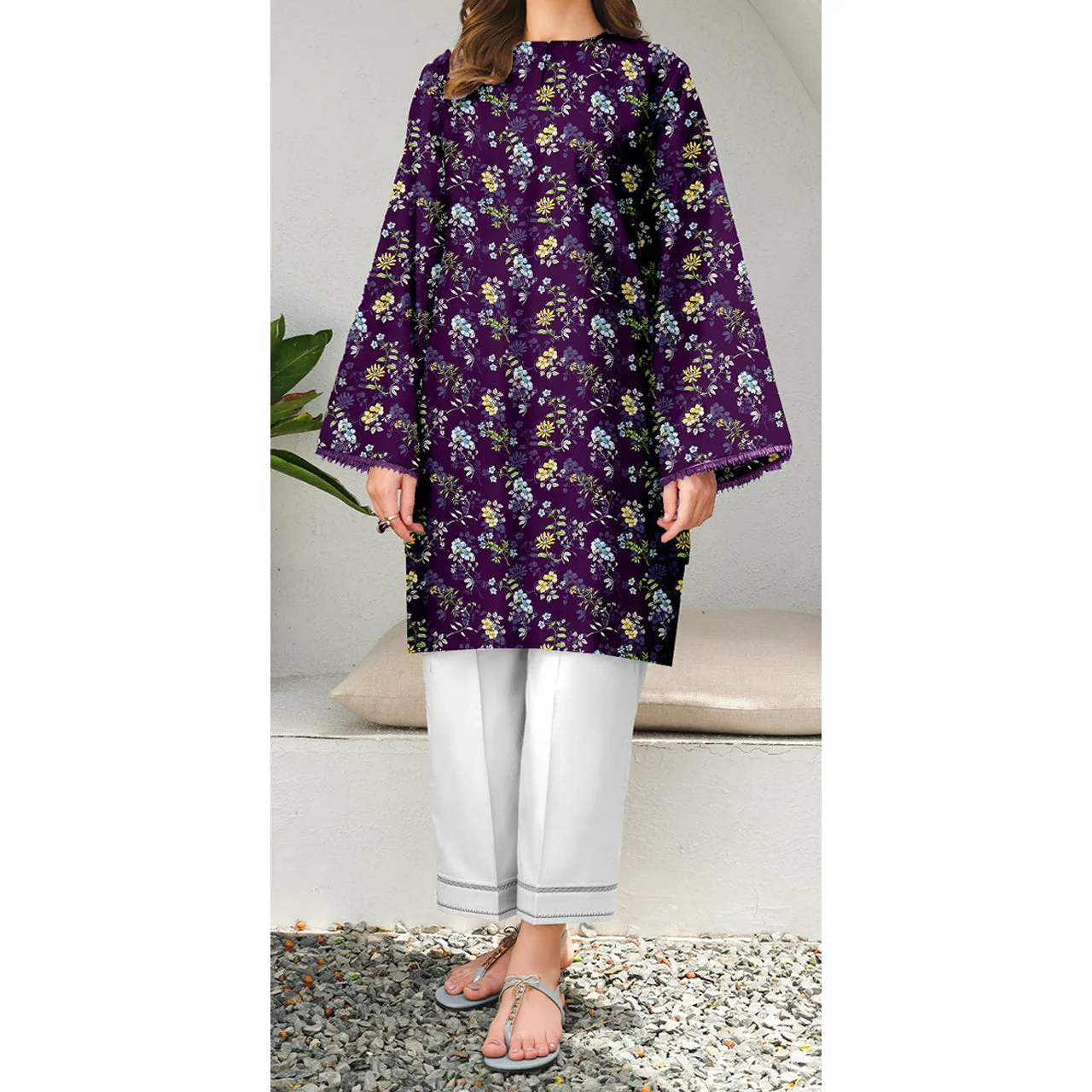 1PC- Unstitched Digital Printed Blended Cotton Shirt US5061