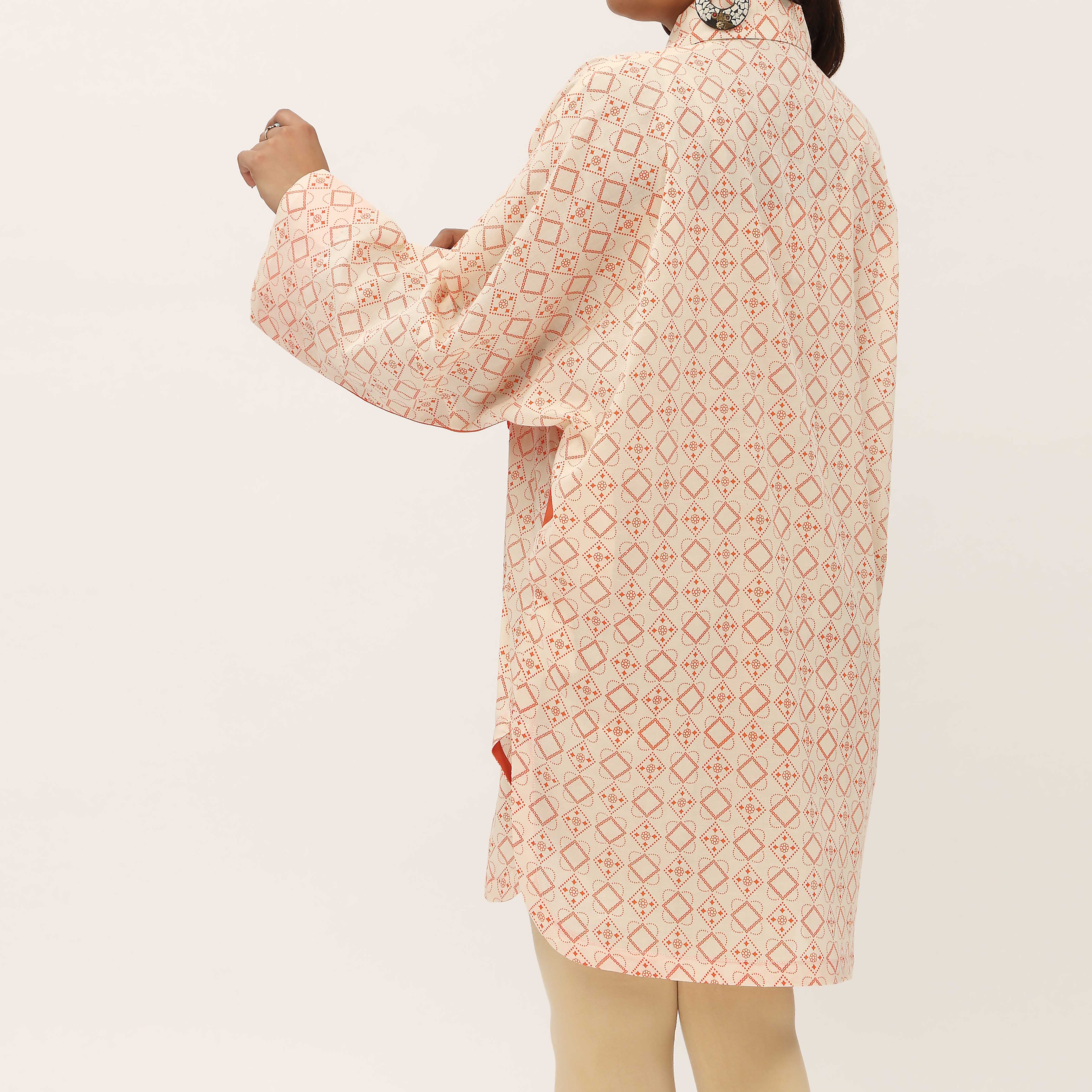 1PC- Unstitched Screen Printed Cotton Shirt US5297 - Image 2