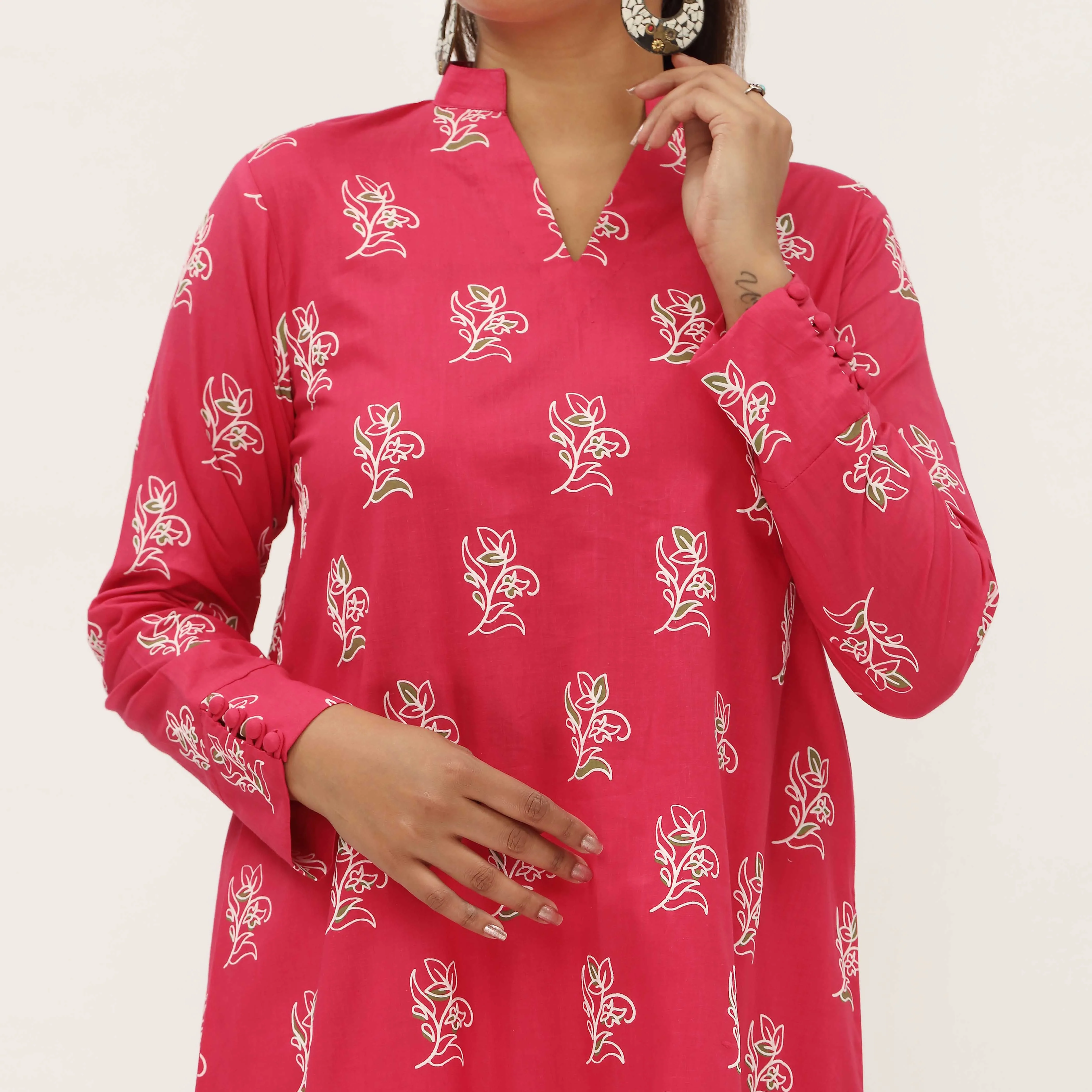 1PC- Unstitched Screen Printed Cotton Shirt US5317 - Image 3