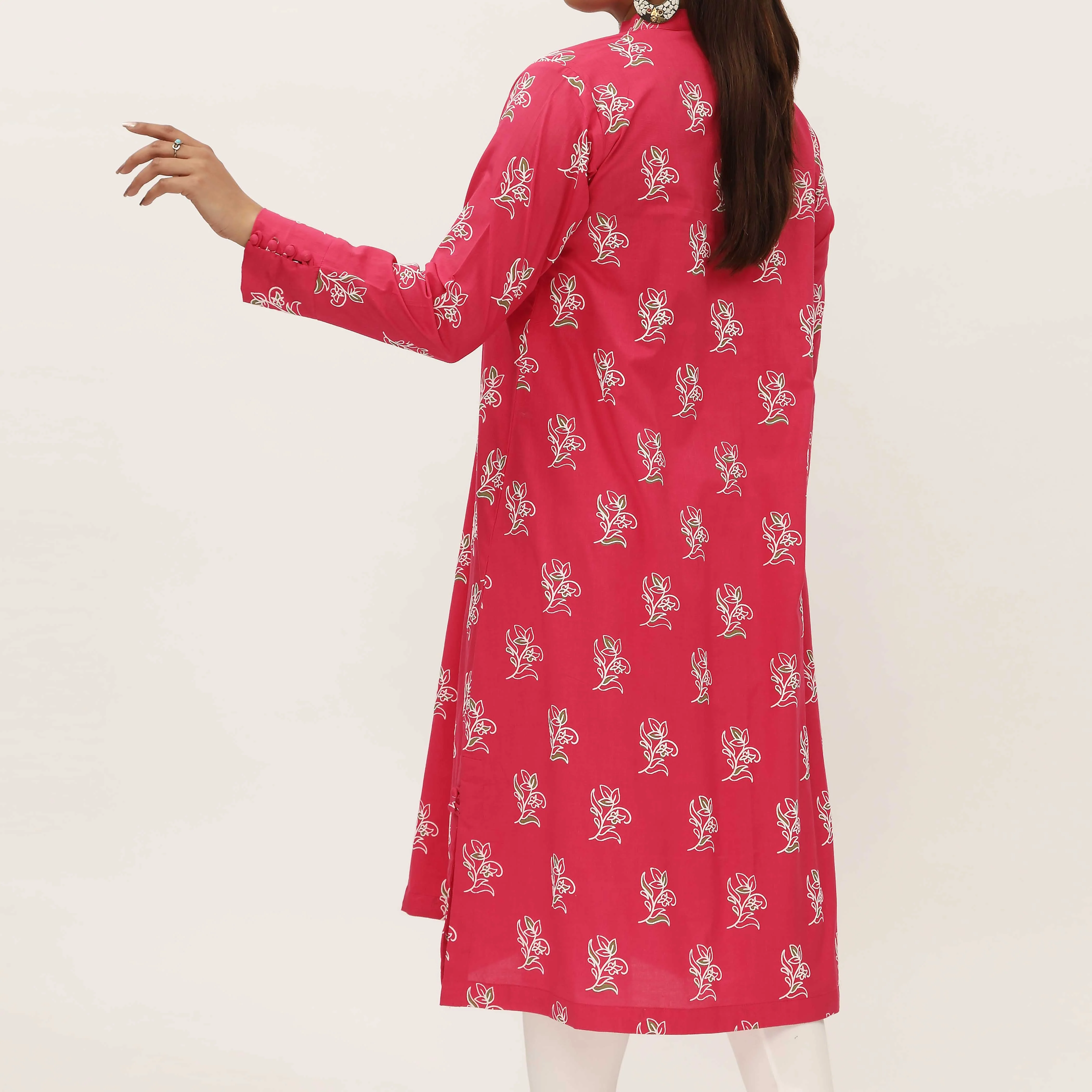 1PC- Unstitched Screen Printed Cotton Shirt US5317 - Image 4