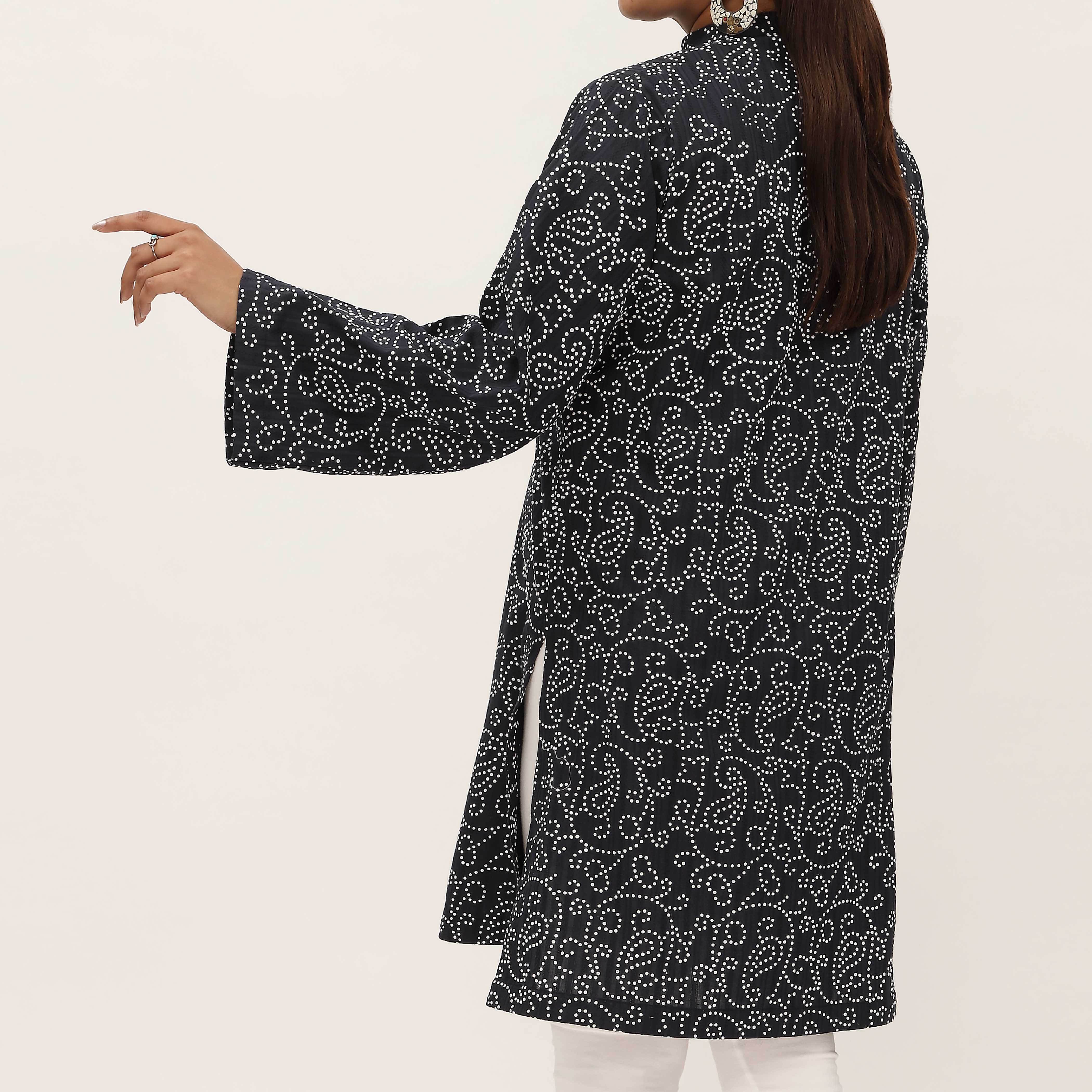 1PC- Unstitched Screen Printed Cotton Shirt US5322 - Image 4