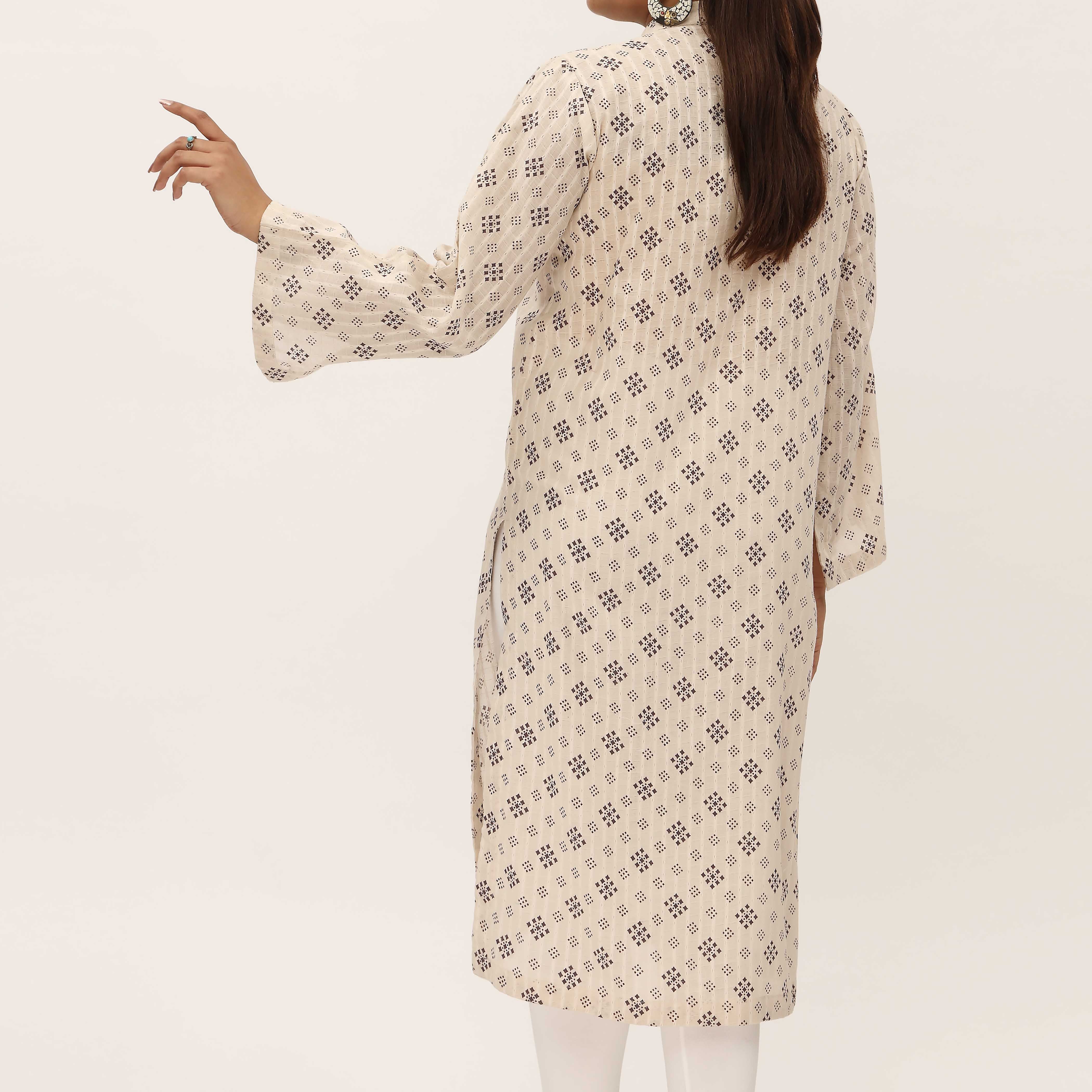 1PC- Unstitched Screen Printed Cotton Shirt US5325 - Image 4