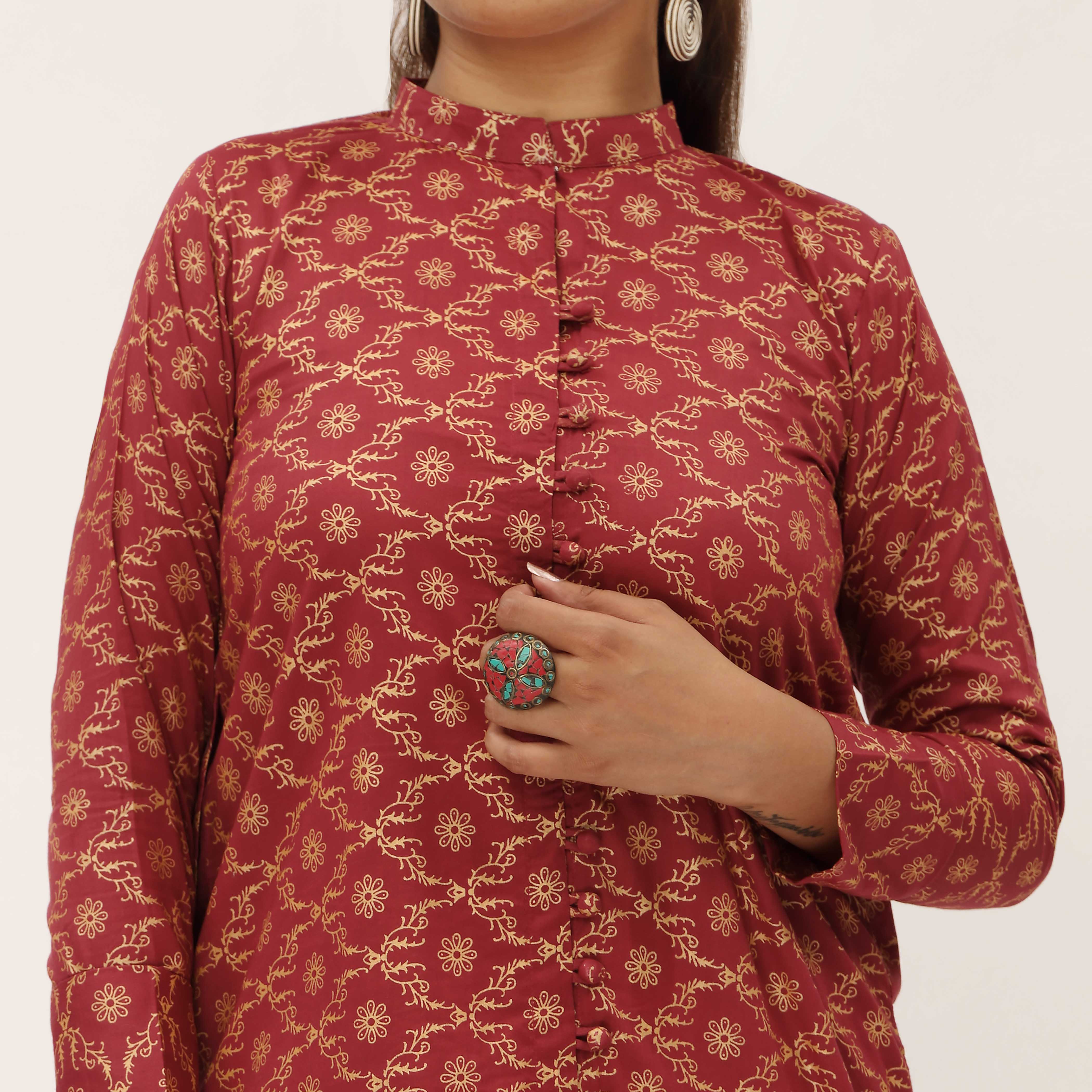 1PC- Unstitched Screen Printed Cotton Shirt US5333 - Image 4