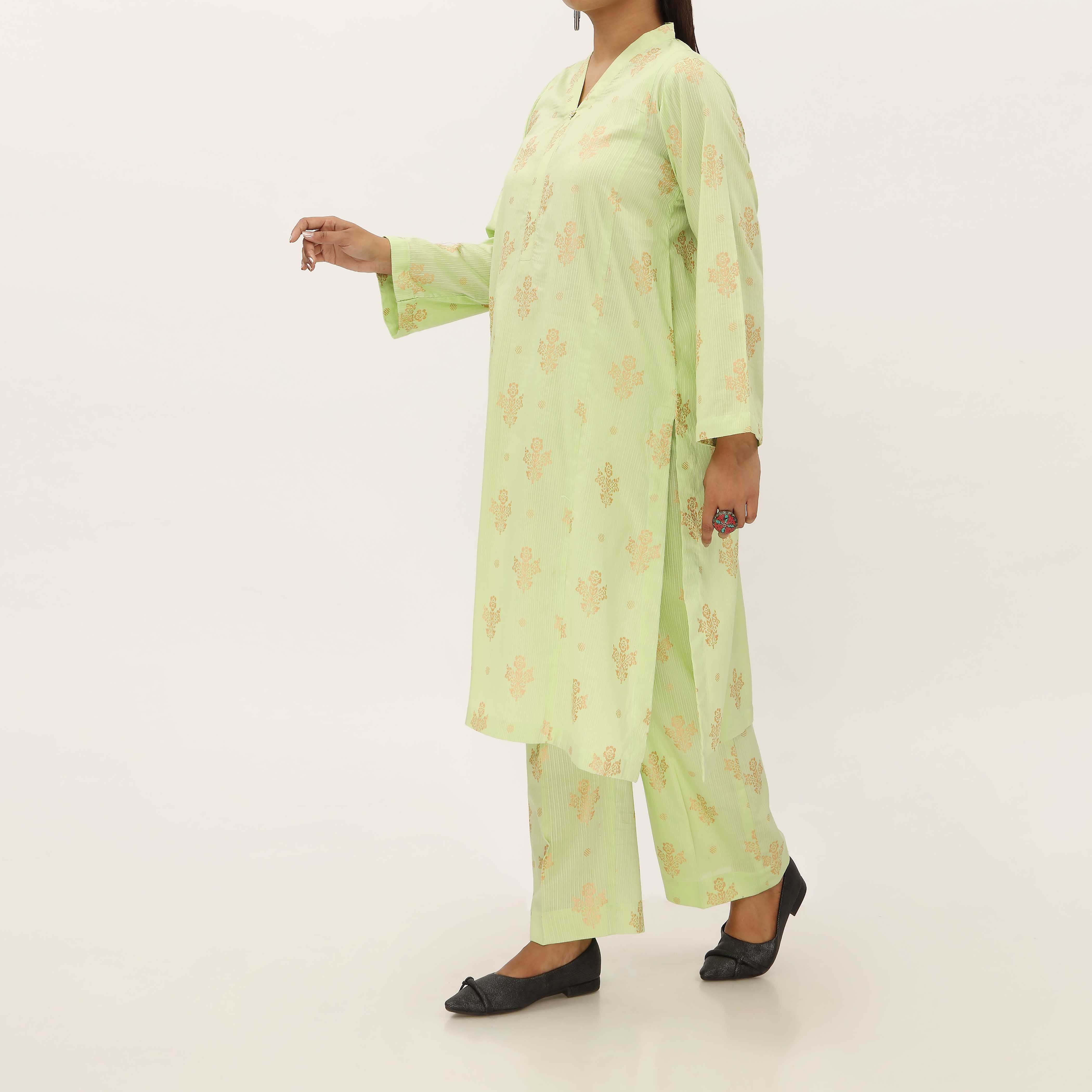 1PC- Unstitched Screen Printed Cotton Shirt US5337 - Image 3