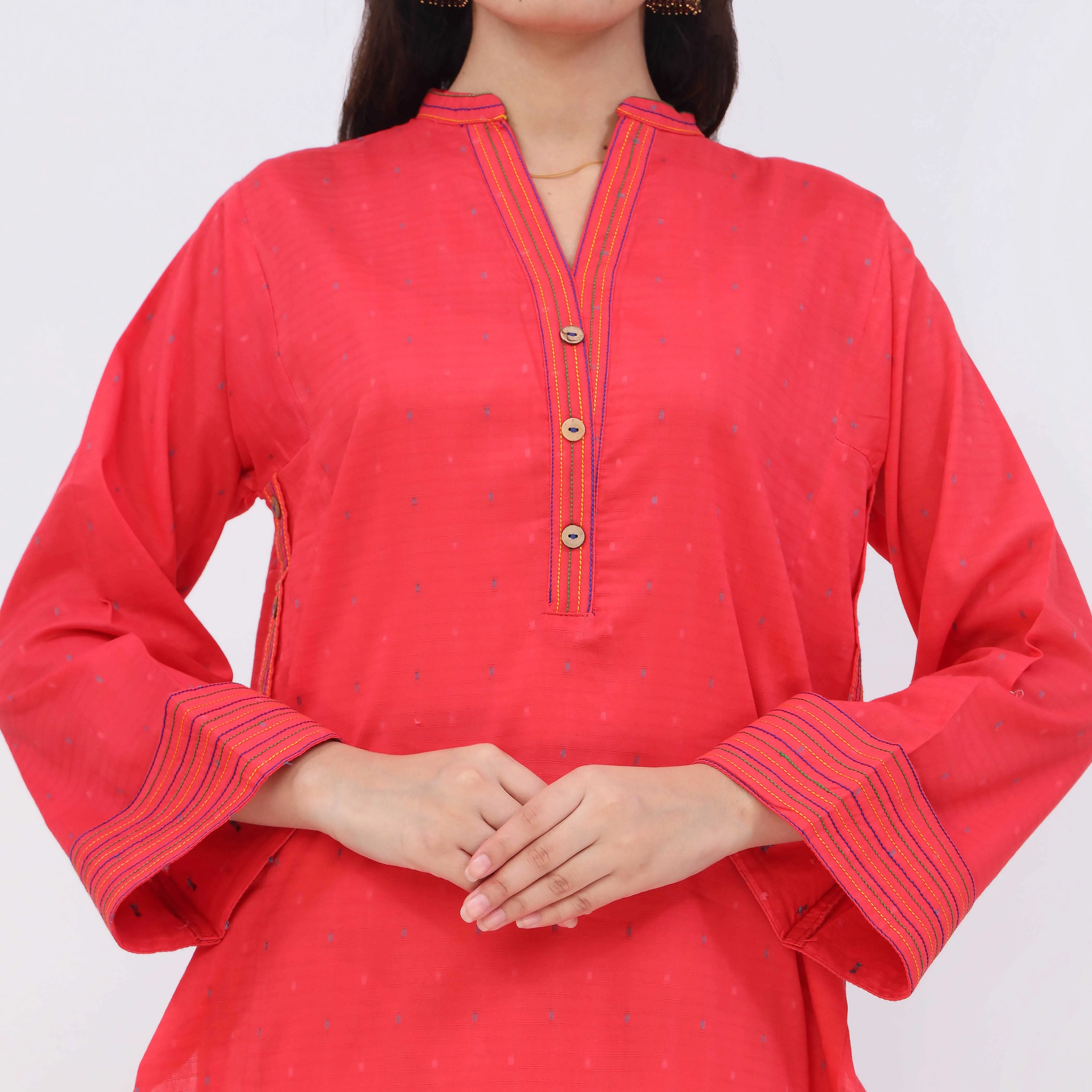 Saffron<br>1 PC Yarn Dyed Shirt PS5462 - Image 3
