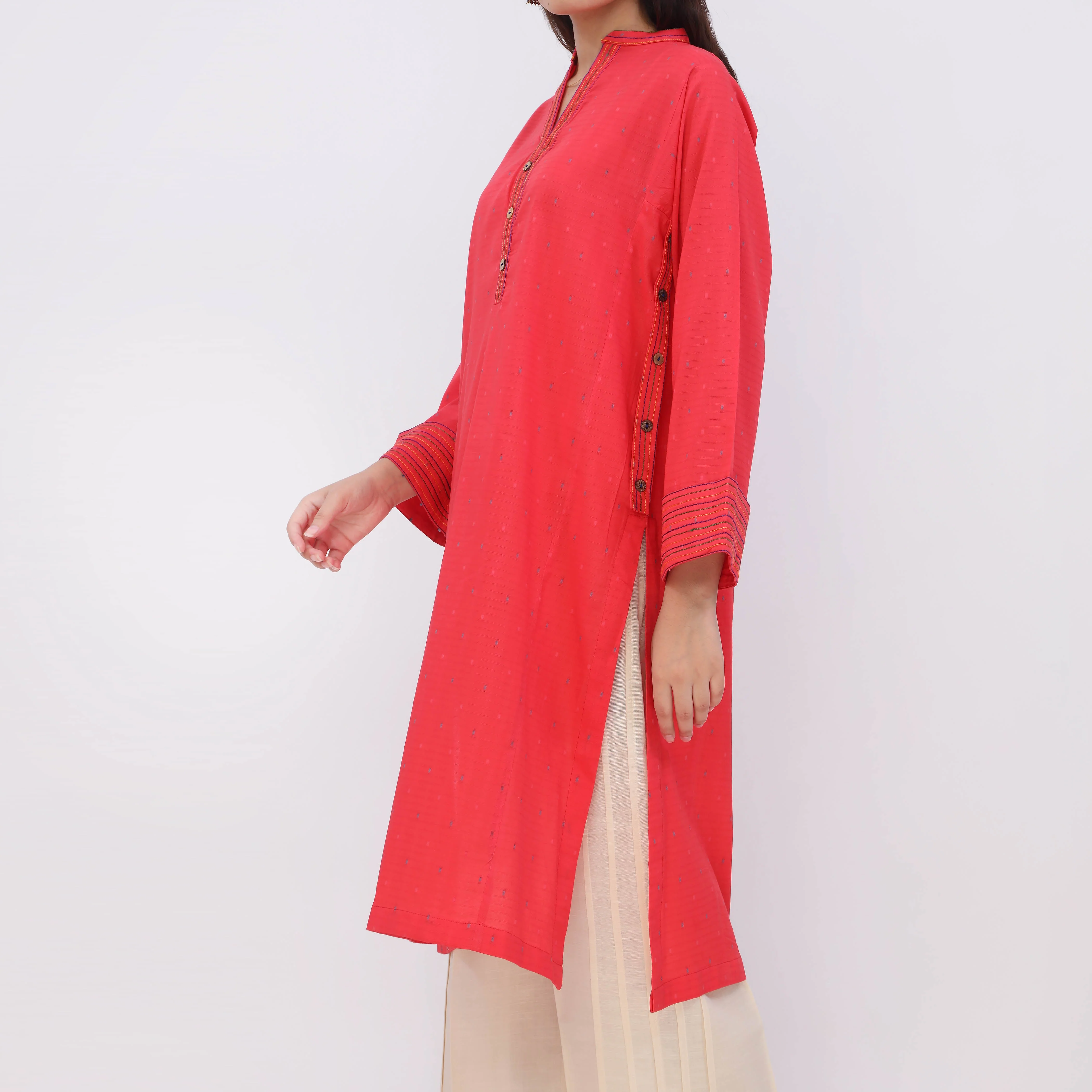 Saffron<br>1 PC Yarn Dyed Shirt PS5462 - Image 4