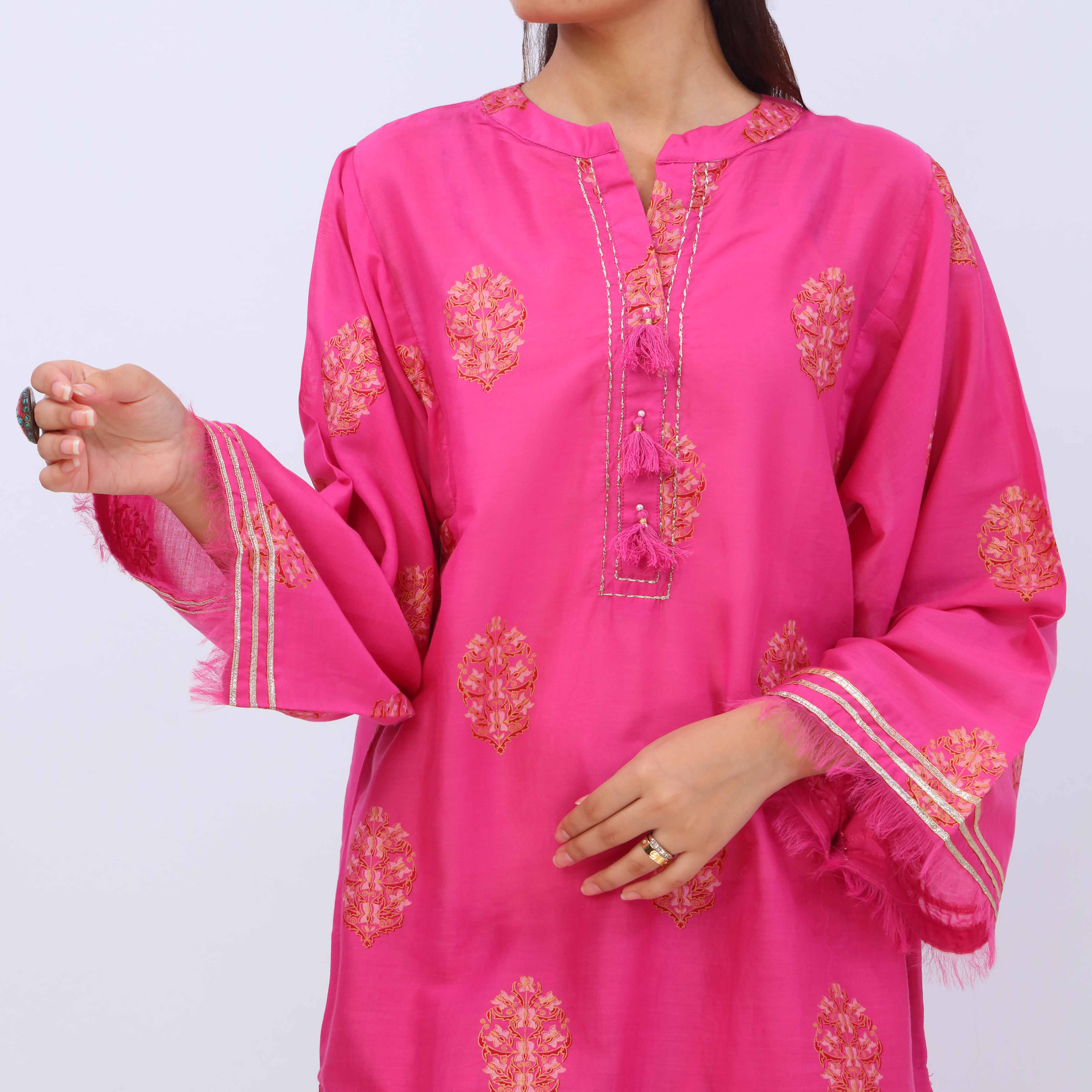 2 PC- Cotton Cambric Printed Suit PS5393 - Image 2