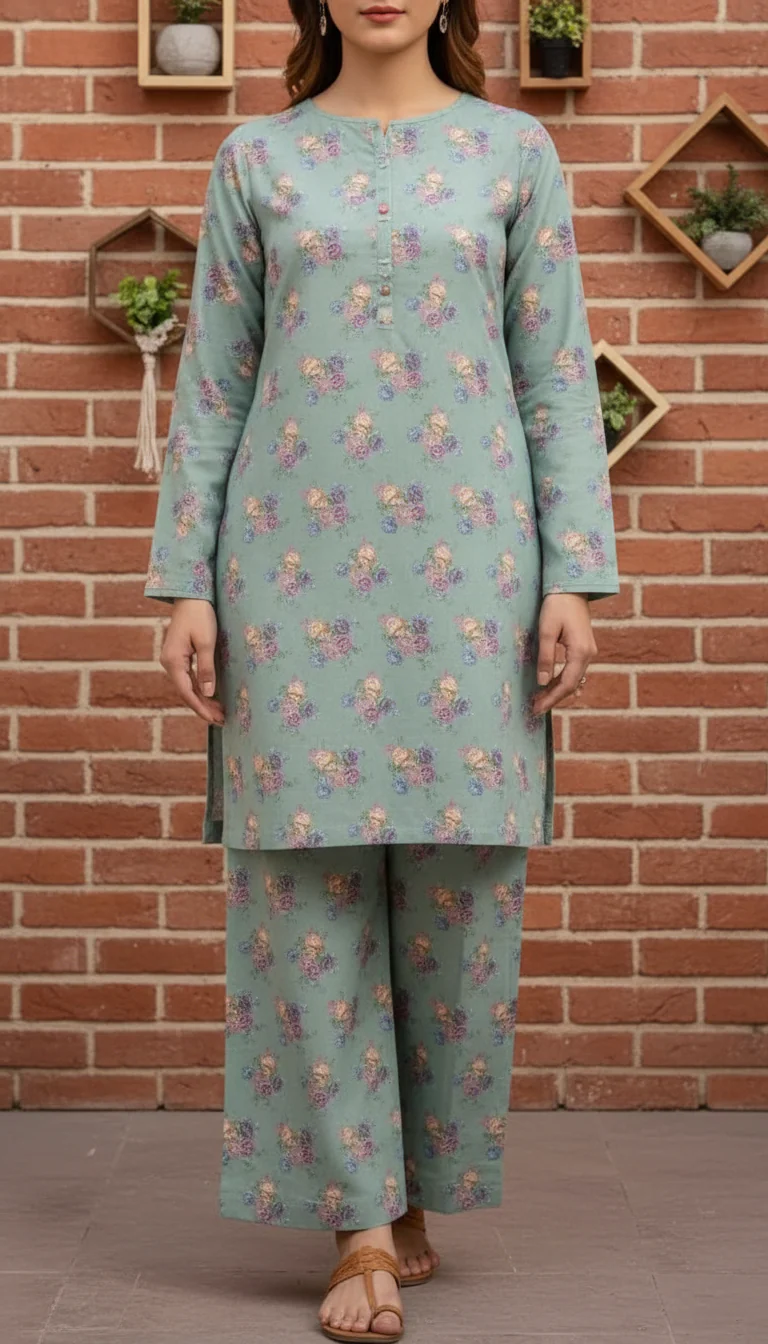 2 PC Unstitched Digital Printed Bana Doriya Lawn Suit US6038 - Image 2