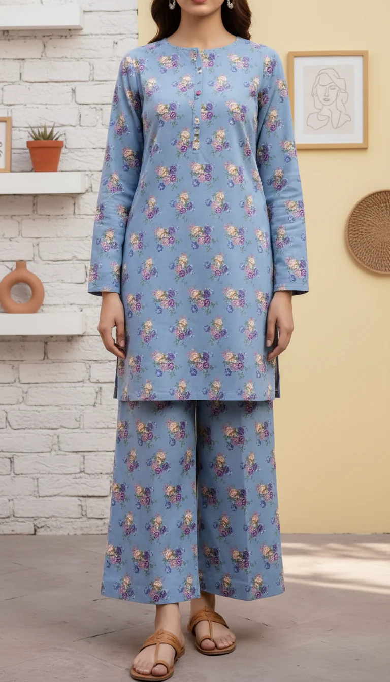 2 PC Unstitched Digital Printed Bana Doriya Lawn Suit US6041 - Image 2