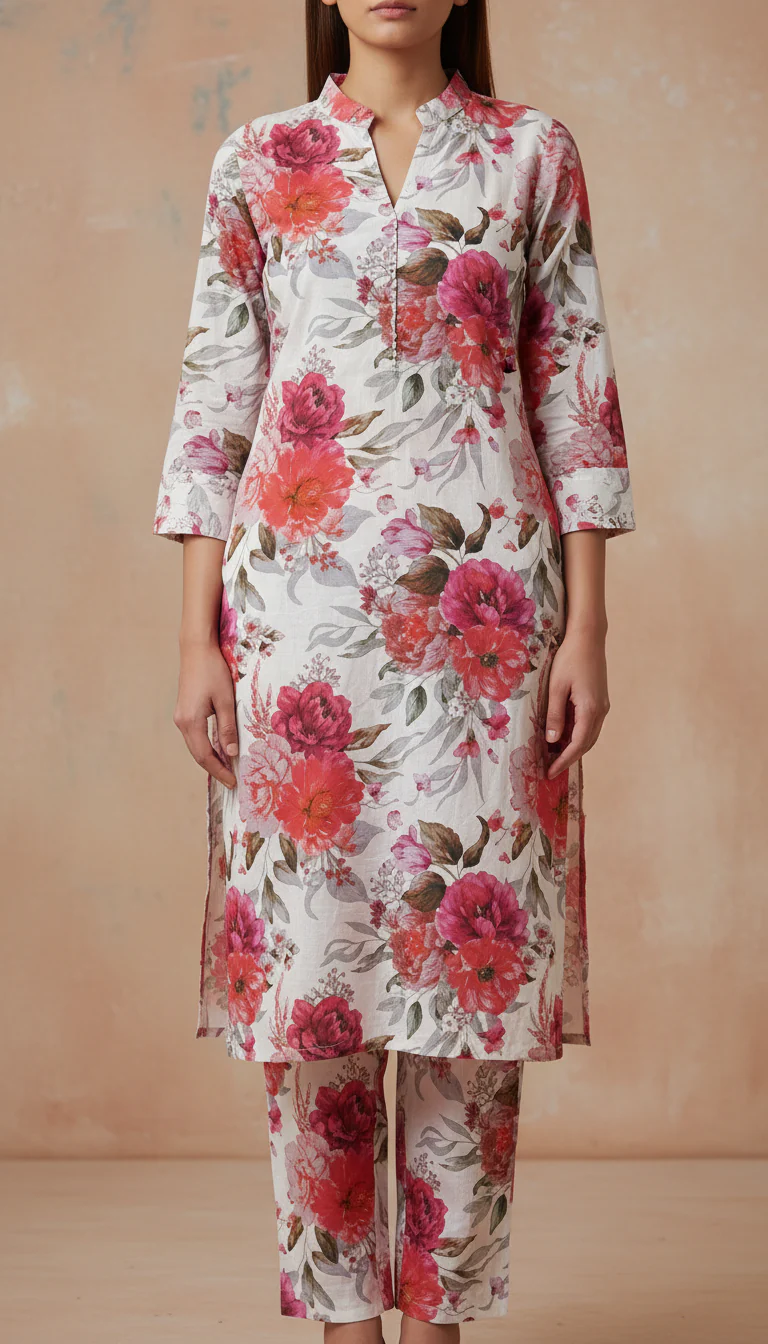2 PC Digital Printed Cotton Cambric Suit PW5151