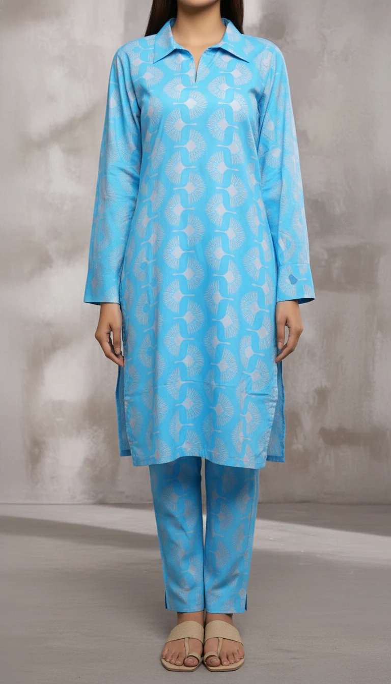 2 PC Digital Printed Cotton Cambric Suit PW5205