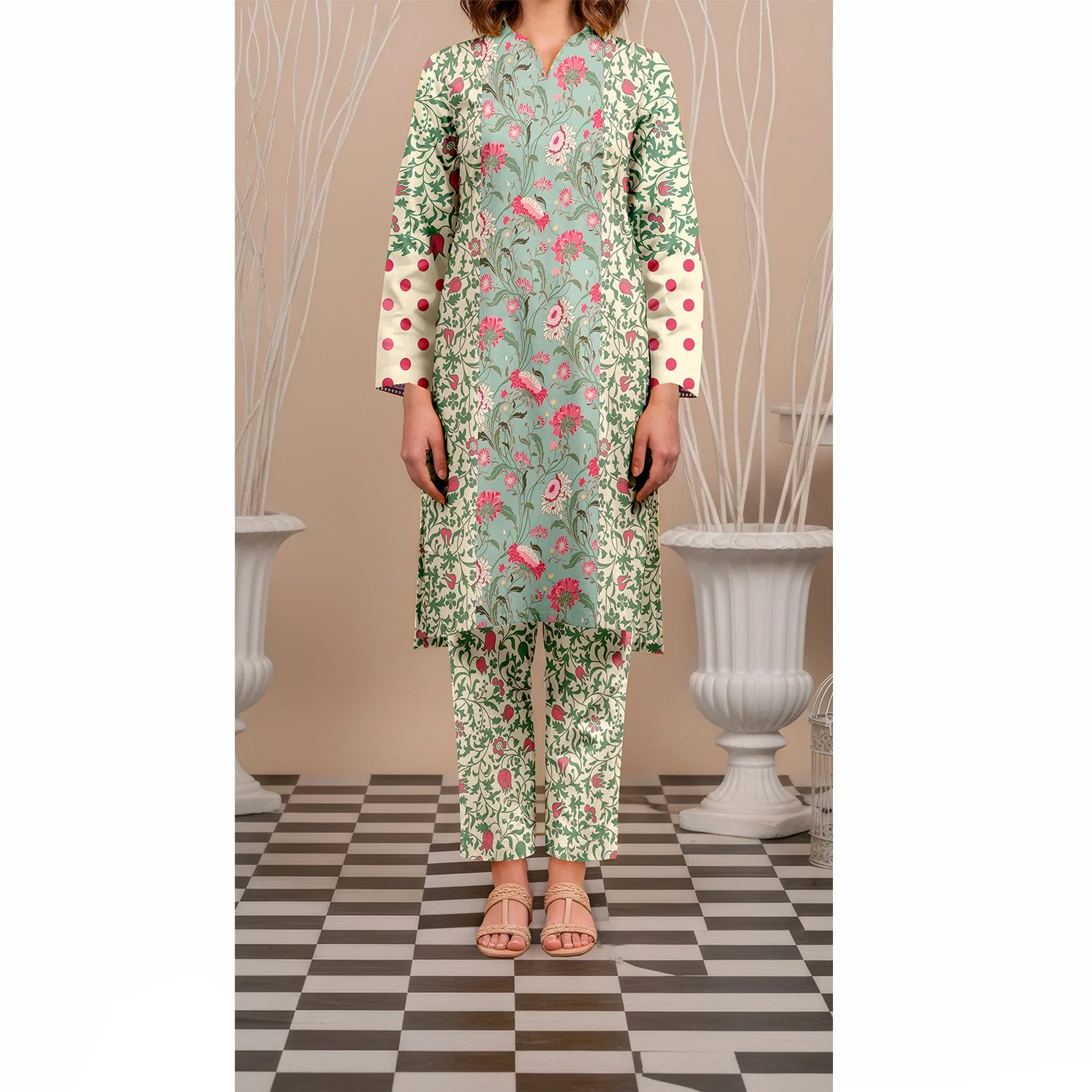 2 PC Printed Slub Khaddar Suit UW5031 - Image 2