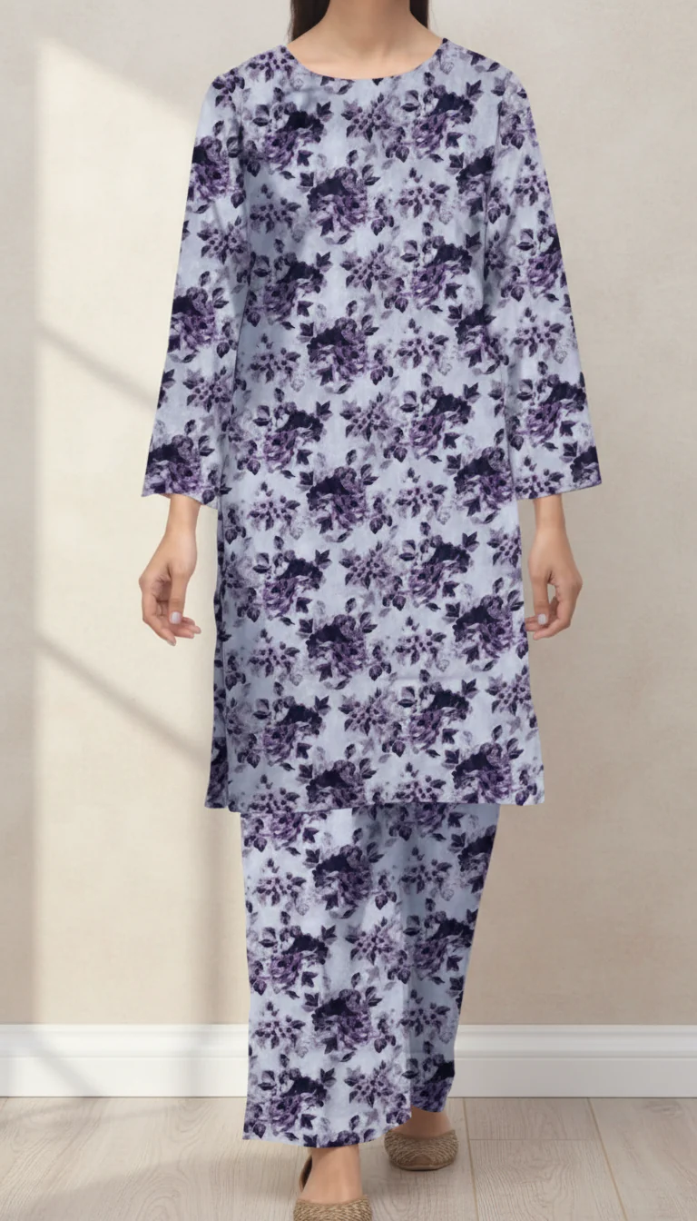 2 PC UnStitched Digital Printed Lawn Suit US6027 - Image 2