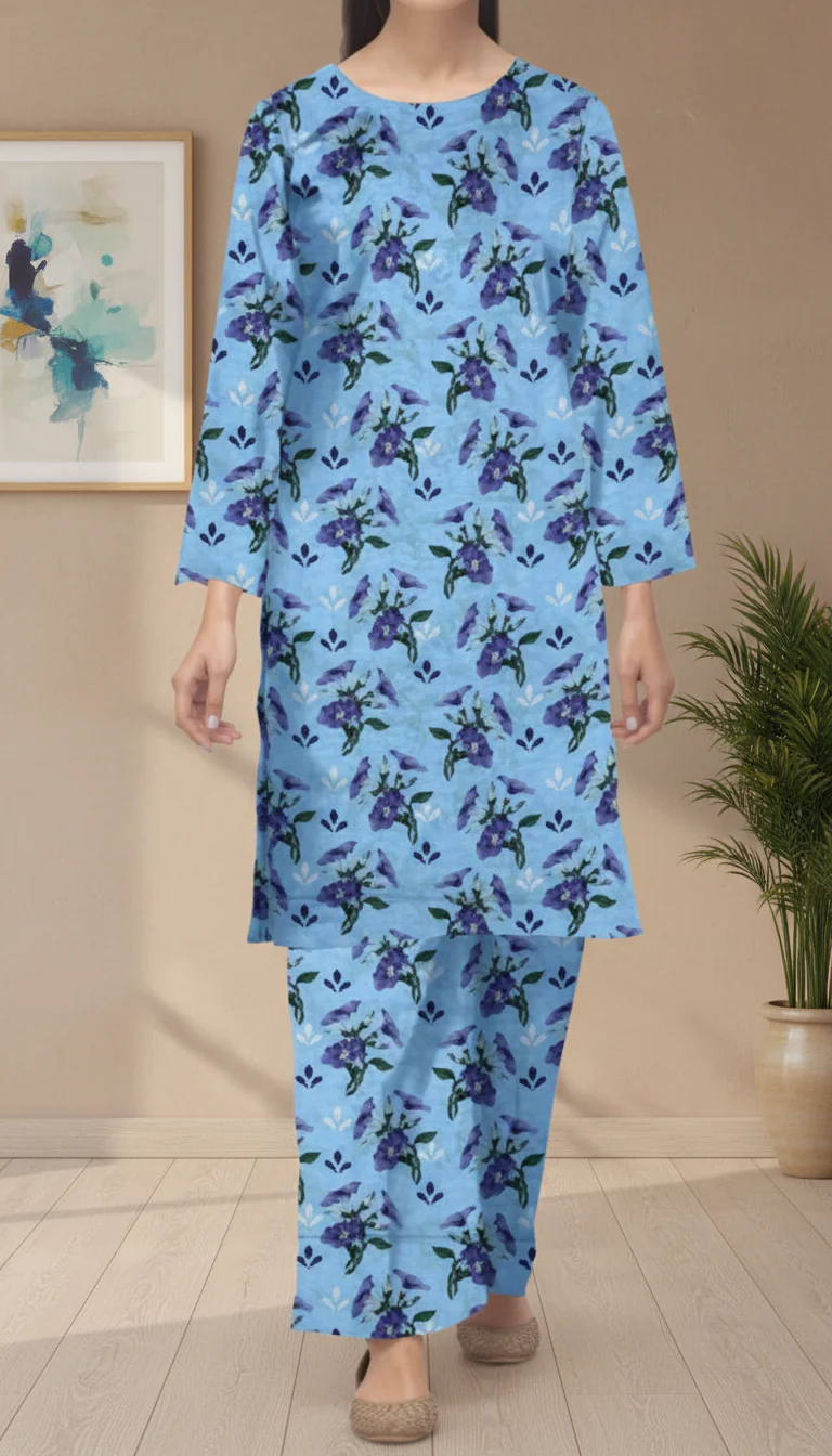 2 PC UnStitched Digital Printed Lawn Suit US6032 - Image 2