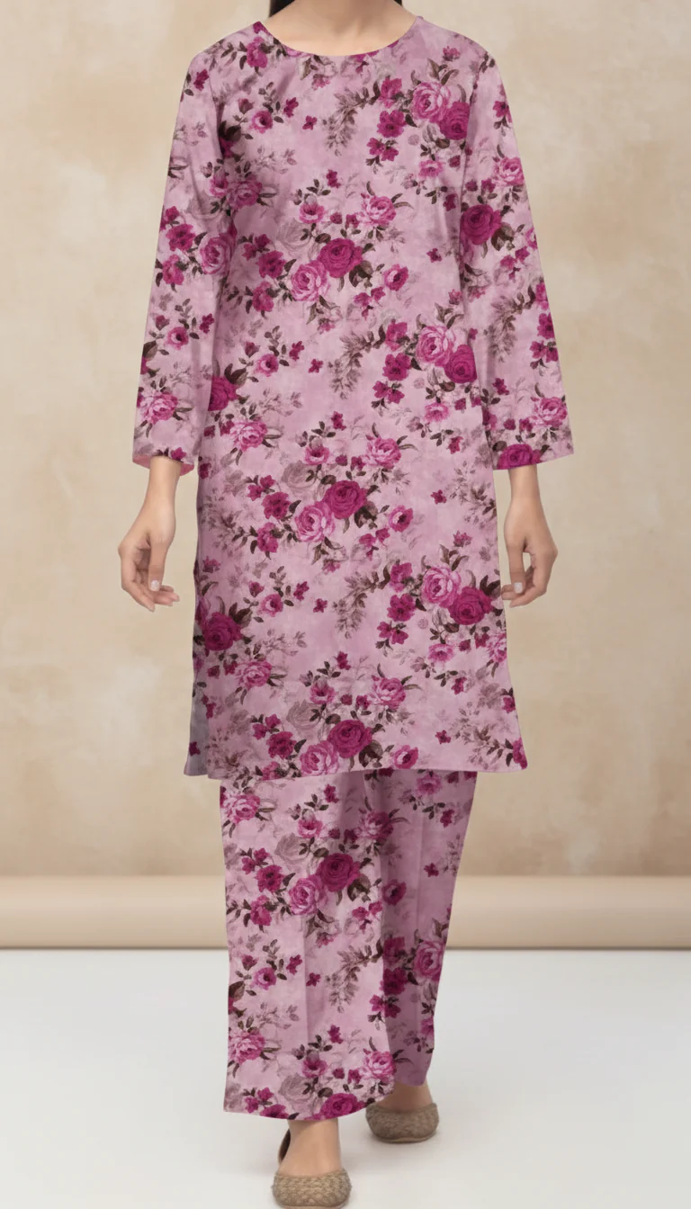 2 PC UnStitched Digital Printed Lawn Suit US6033 - Image 2