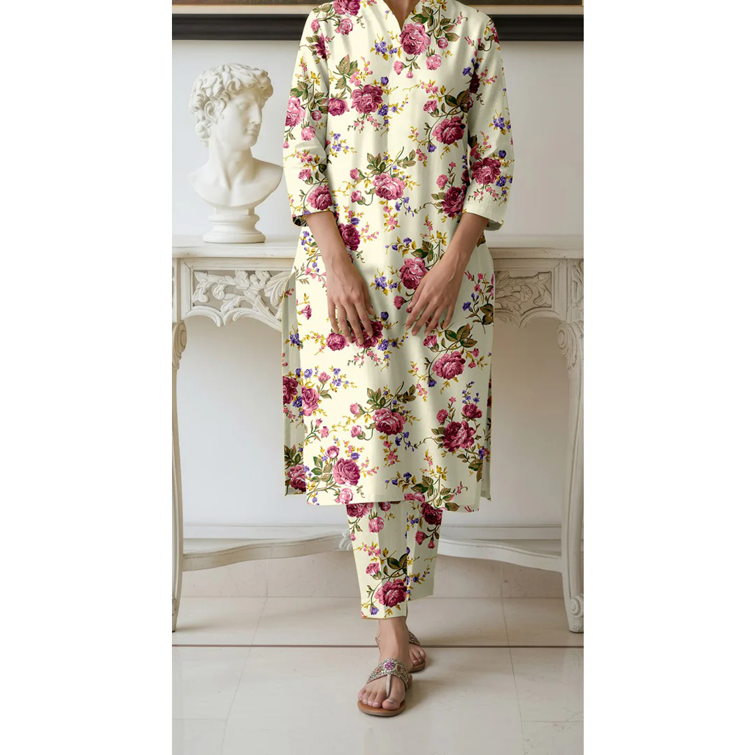 2 PC Unstitched Printed Suit UW5077 - Image 2
