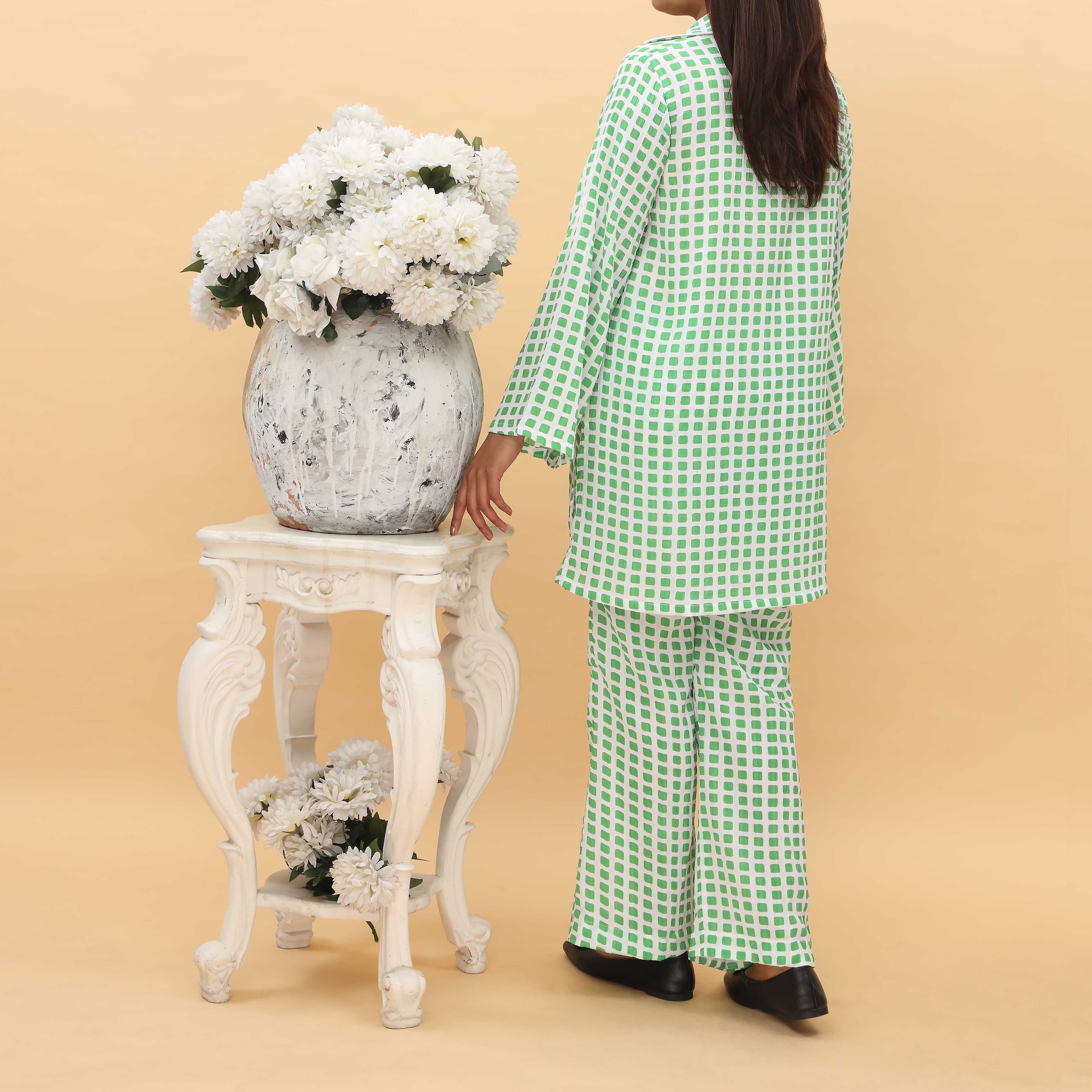 2PC- Checkered Cambric Cord Set PS5032 - Image 3